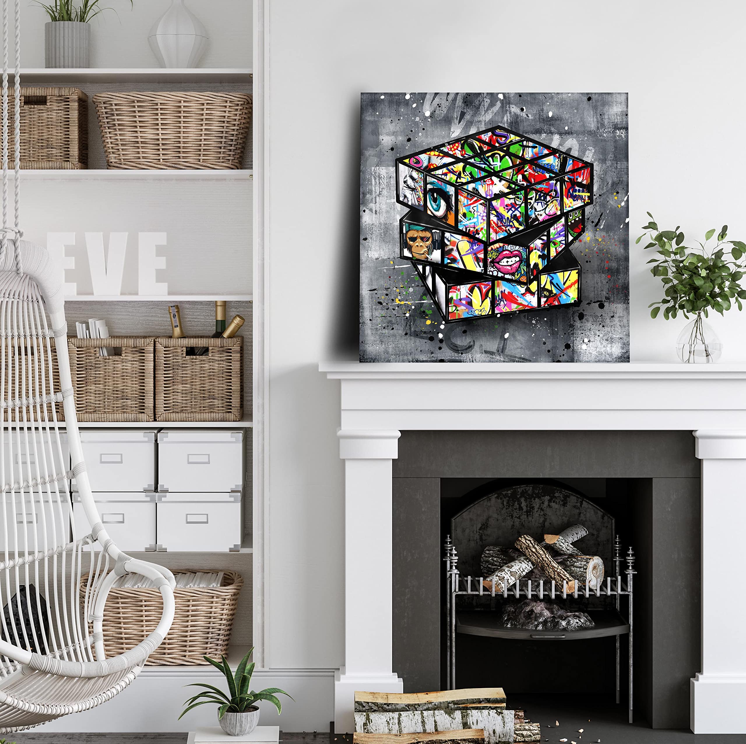 Sixttart Banksy Canvas Wall-Art For Living Room - Street Graffiti Wall Art For Bedroom - Large Abstract Painting Pop Art Modern