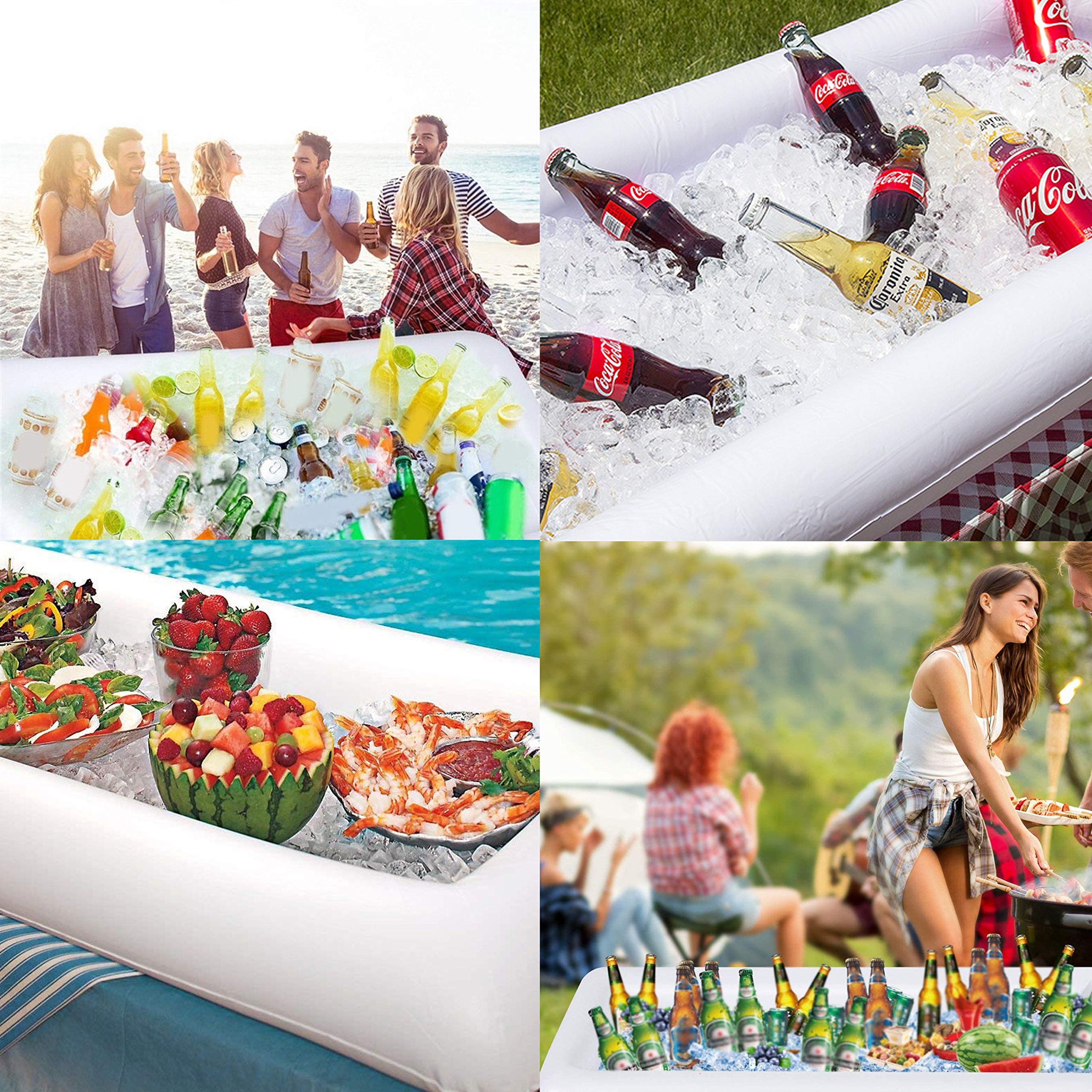 Moon Boat 2 Pcs Inflatable Serving/Salad Bar Tray Food Drink Holder - Bbq Picnic Pool Party Buffet Luau Cooler,With A Drain Plug