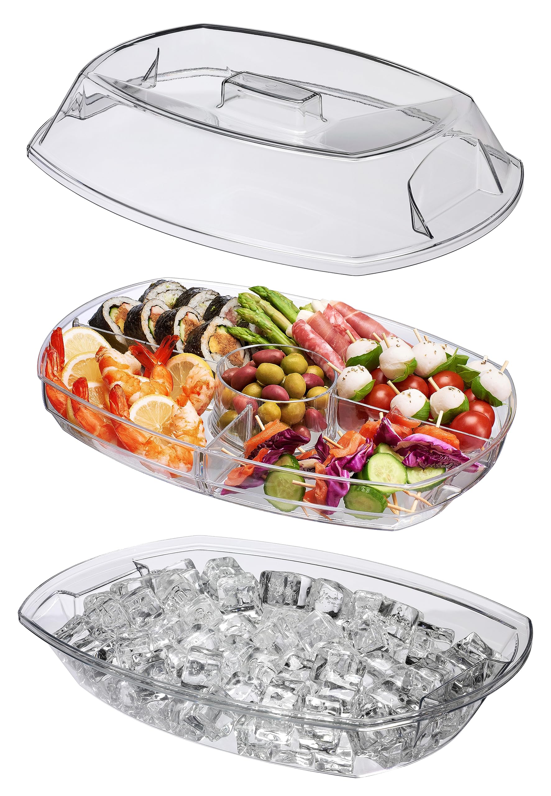 Prodyne Ice Party Platter, 15 1/2'' X 11'' X 6'', Clear