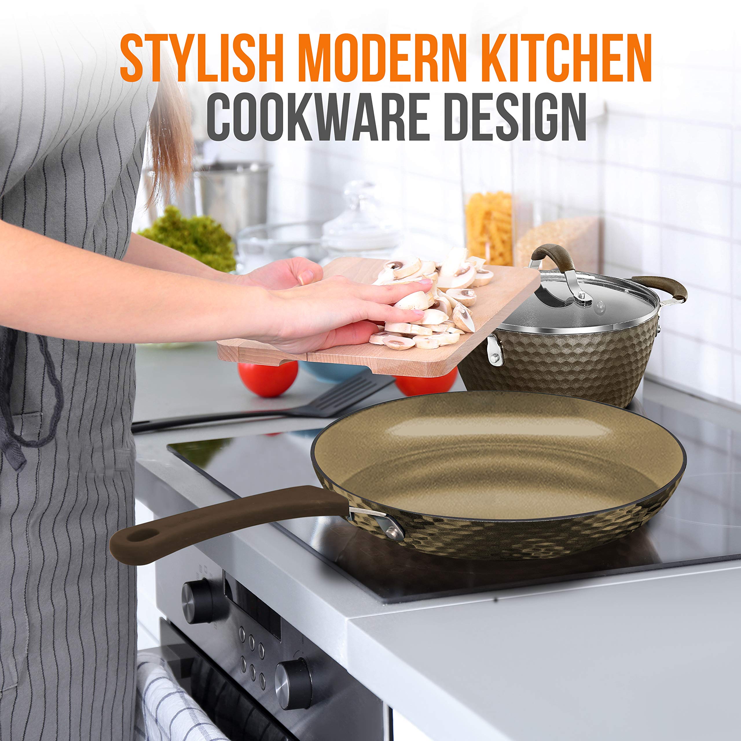 Nutrichef 8'' Durable Small Frypan Nonstick High-Qualified Kitchen Cookware,Induction Compatible Ptfe/Pfoa/Pfos-Free Heat Resist