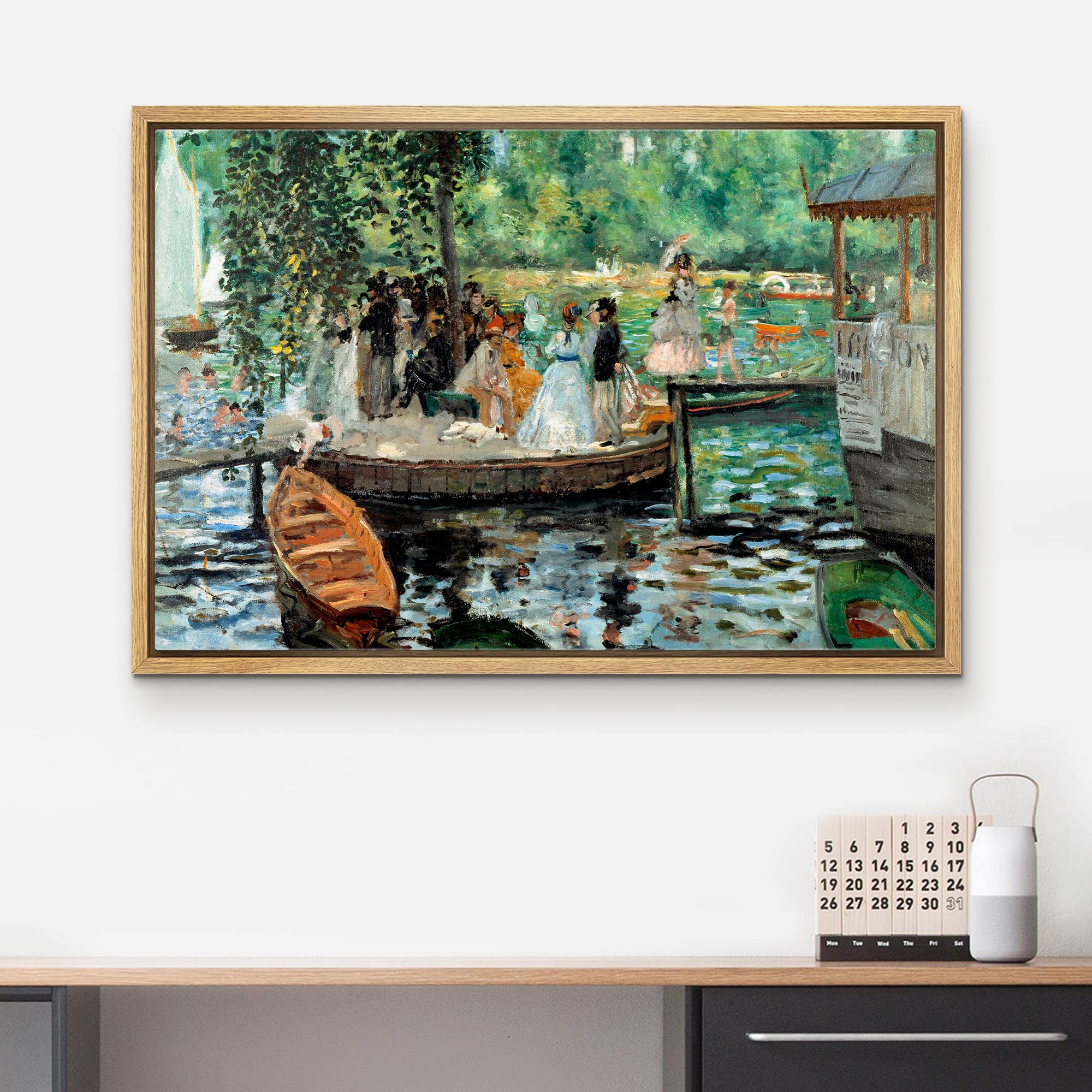 Wall26 - La Grenouillere By Pierre-Auguste Renoir - Framed Canvas Print Wall Art Famous Oil Painting Reproduction - 24''X36'' Na