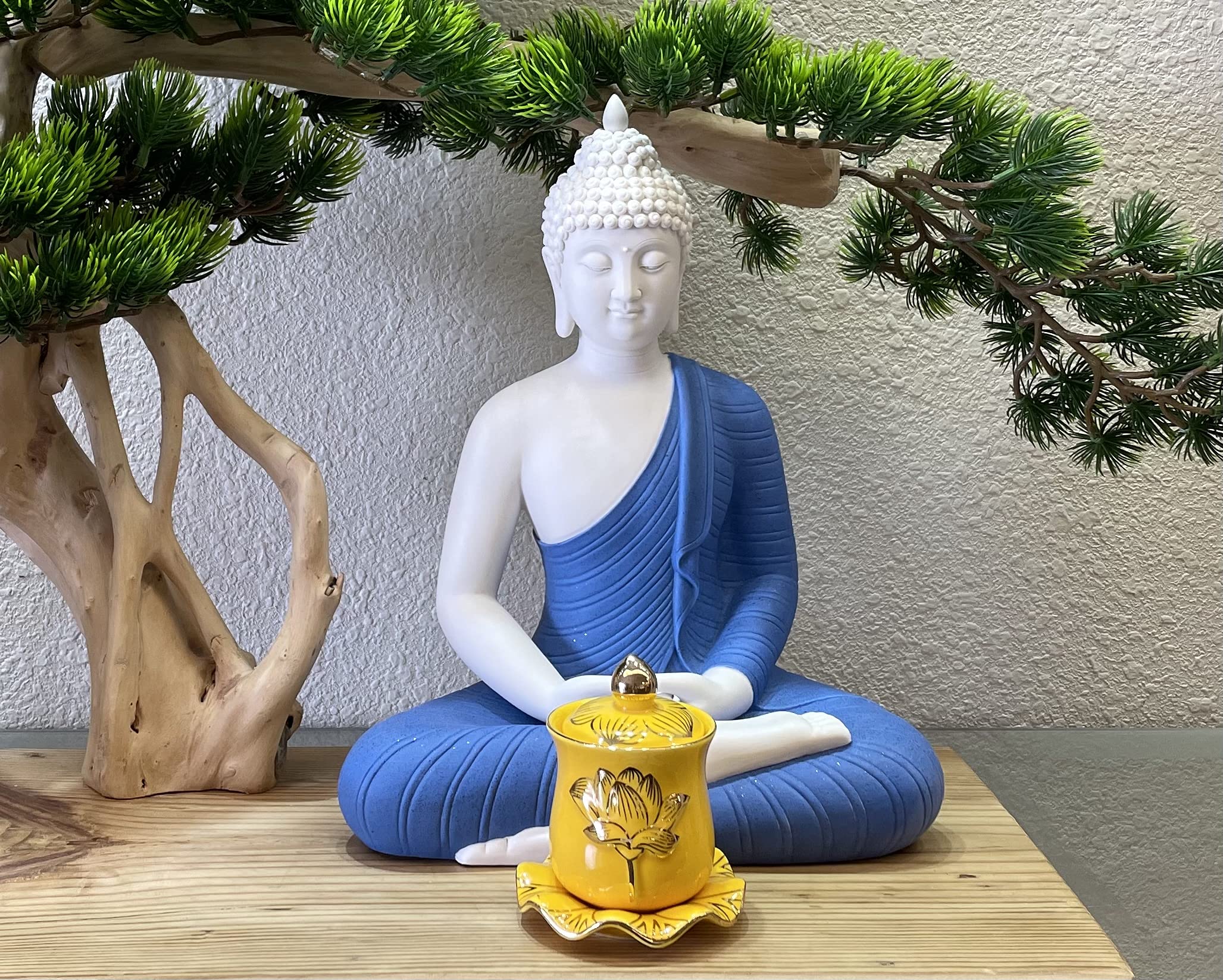 Houlu 1Pc Ceramic Altar Cup, Holy Water Offering Cup, Tibetan Buddhist Worship Cup - Yellow