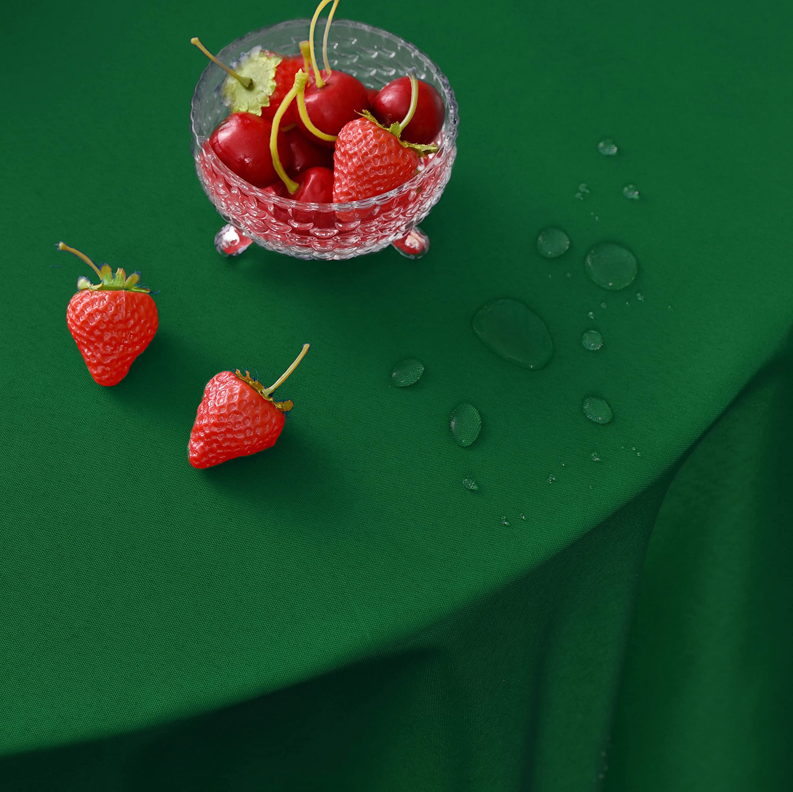 Meanmoy Green 210 Gsm Water & Stain Resistant Round Tablecloth For Circle Table - Solid 48 Inch Table Cloth Cover In Wrinkle Fre