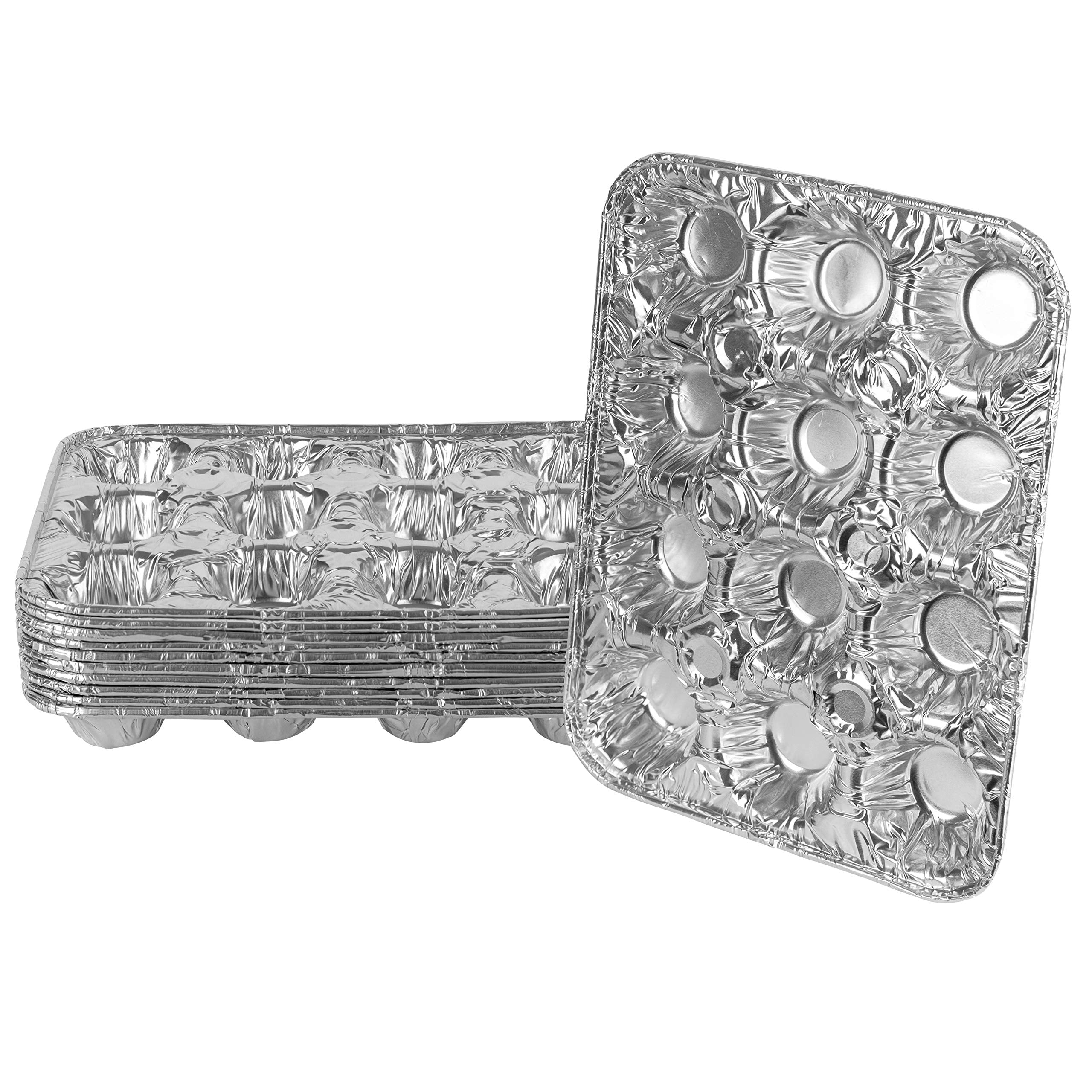 Plasticpro Aluminum Foil Muffin Pans Reusable And Disposable, Holds 12 Mini Cupcakes / Muffin Foil Pan Pack Of 10