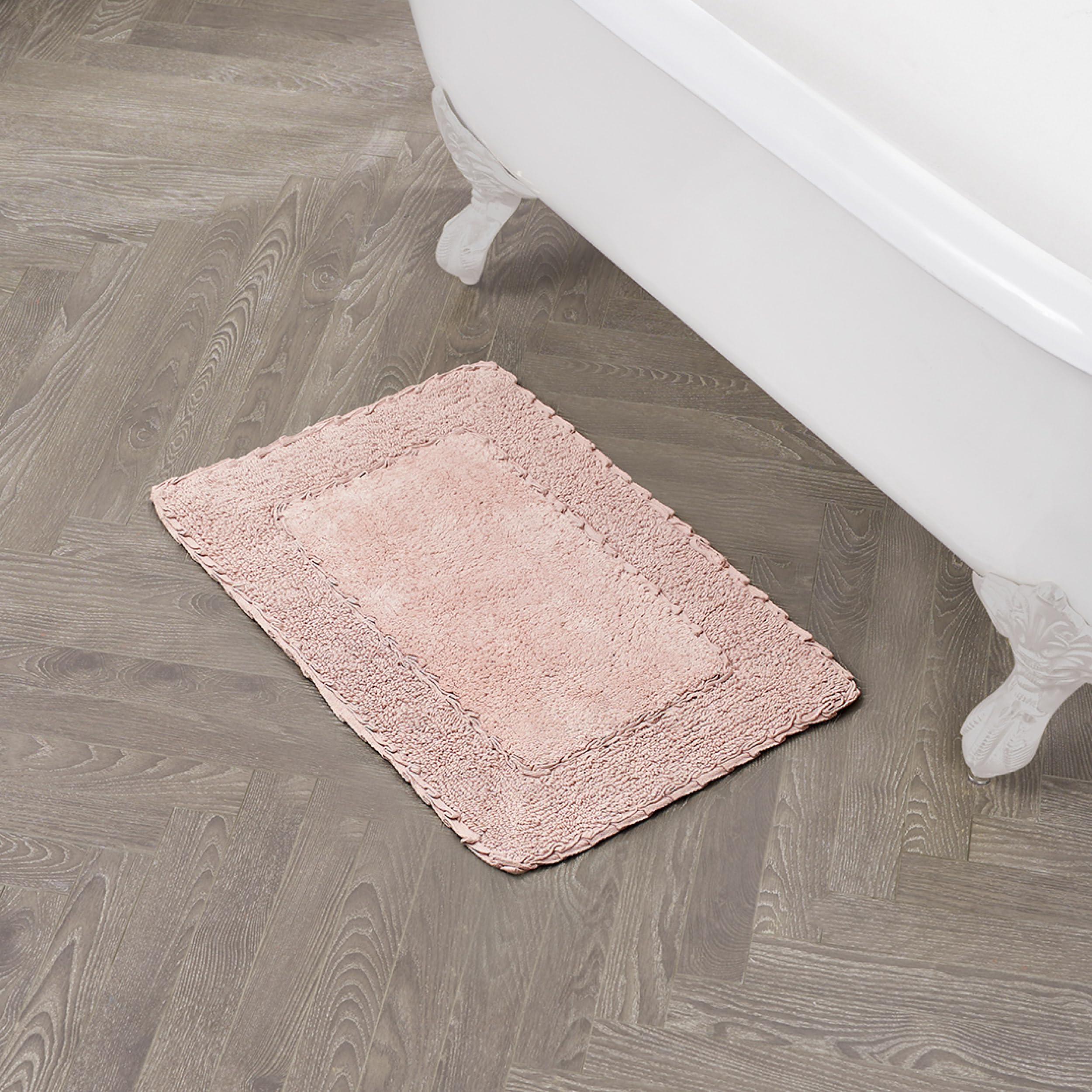 Laura Ashley Ruffle Cotton 17'' X 24'' Bath Rug, Blush