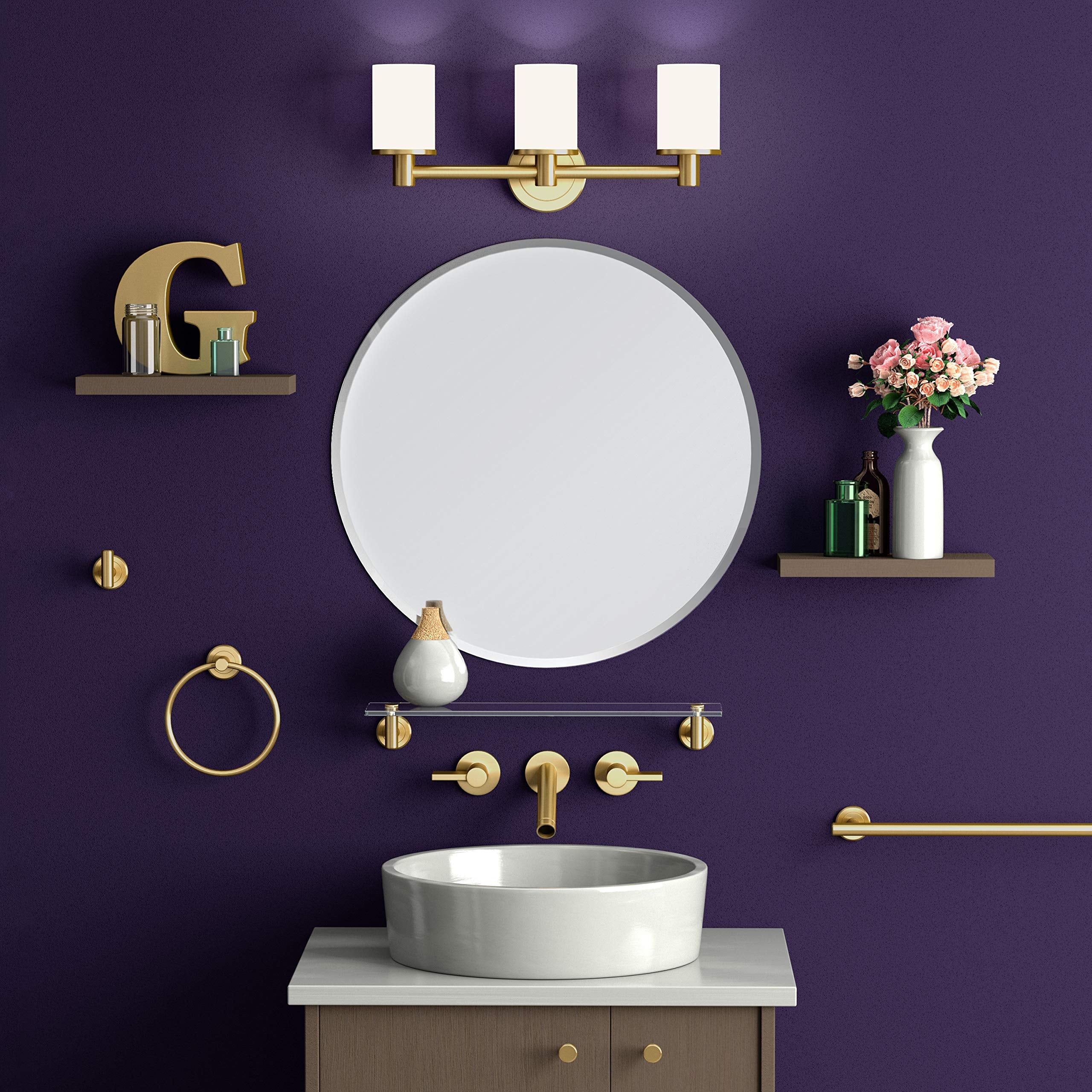 Gatco 4232 Latitude II  Towel Ring  Brushed Brass/Wall Mounted 6.50'' Towel Ring for Bathroom/Hand Towel Holder