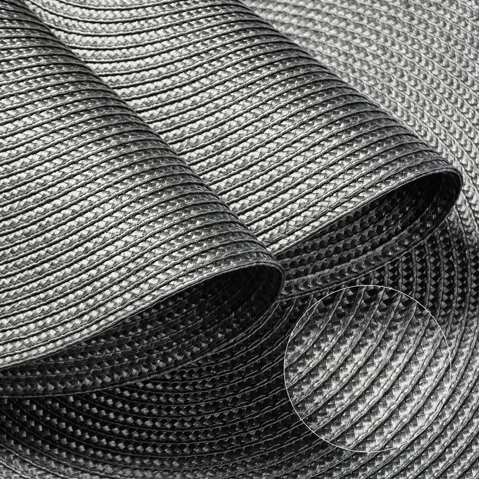 Funwheat Round Braided Placemats Set Of 8 Place Mats For Dining Table Woven Washable Non-Slip Table Mats 15 Inch(Grey,8Pcs)