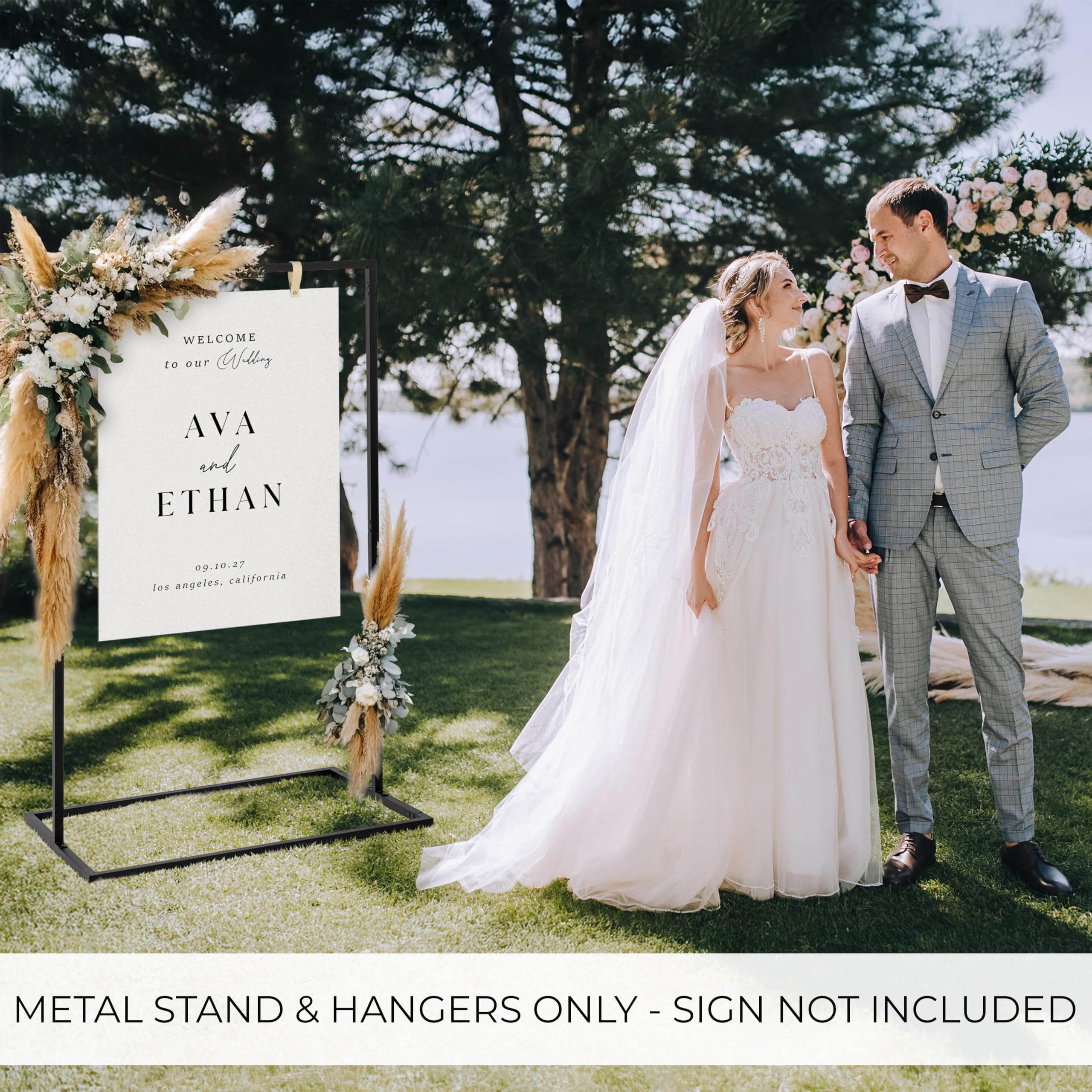 Elegant Wedding Welcome Sign Stand - Sturdy Welcome to Our Wedding Sign Holder for Seating Charts & Event Decor - A Beautiful Bl