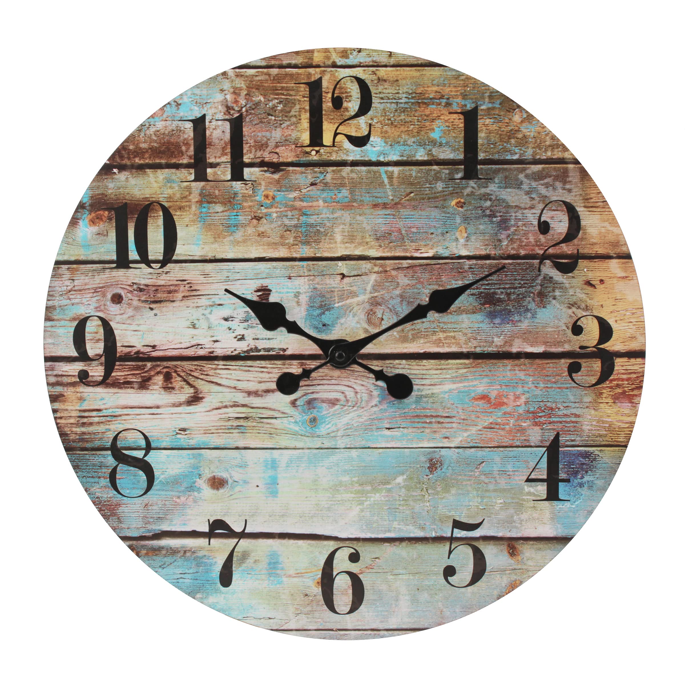 Stonebriar Vintage Farmhouse Wooden 18 Inch Round Battery Operated Hanging Wall Clock