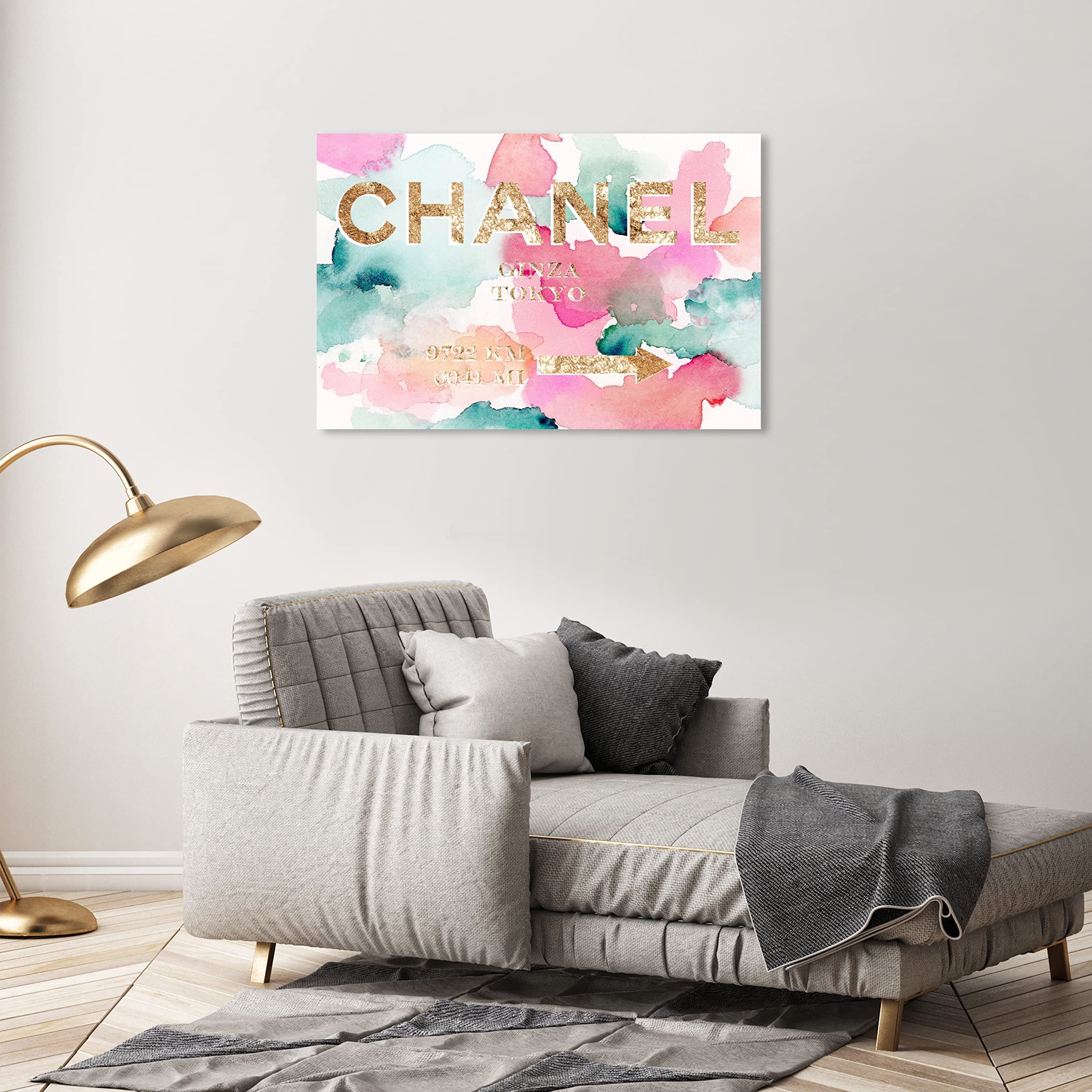 Oliver Gal Fashion And Glam Contemporary Canvas Wall Art Couture Road Ready To Hang Home Decor 24.0 X 36.0 Gold And Pink Canvas