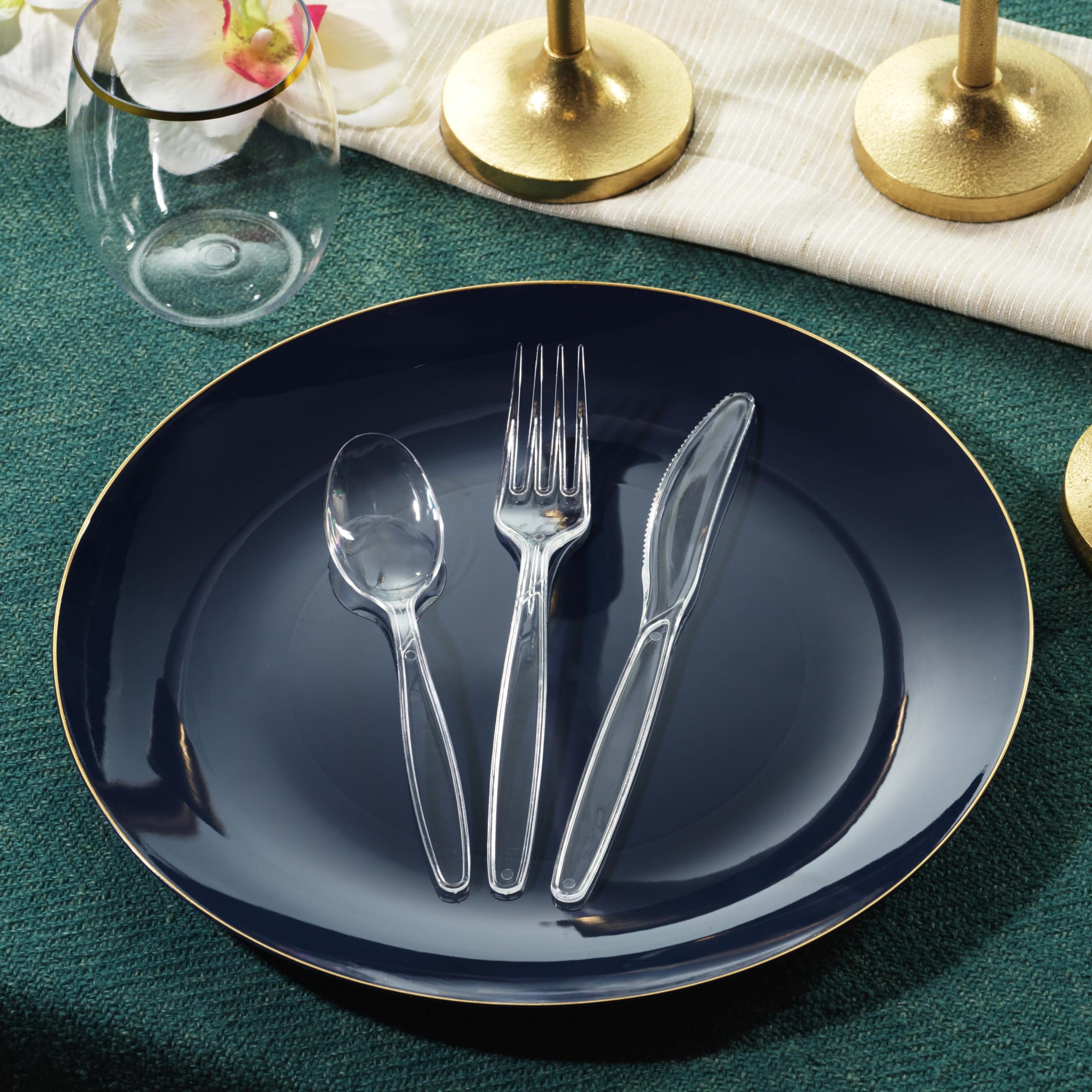 360 Count Plastic Silverware Set, 180 Forks, 180 Spoons, Heavy Duty Bpa Free Disposable Cutlery Set, Premium Clear Plasticware F