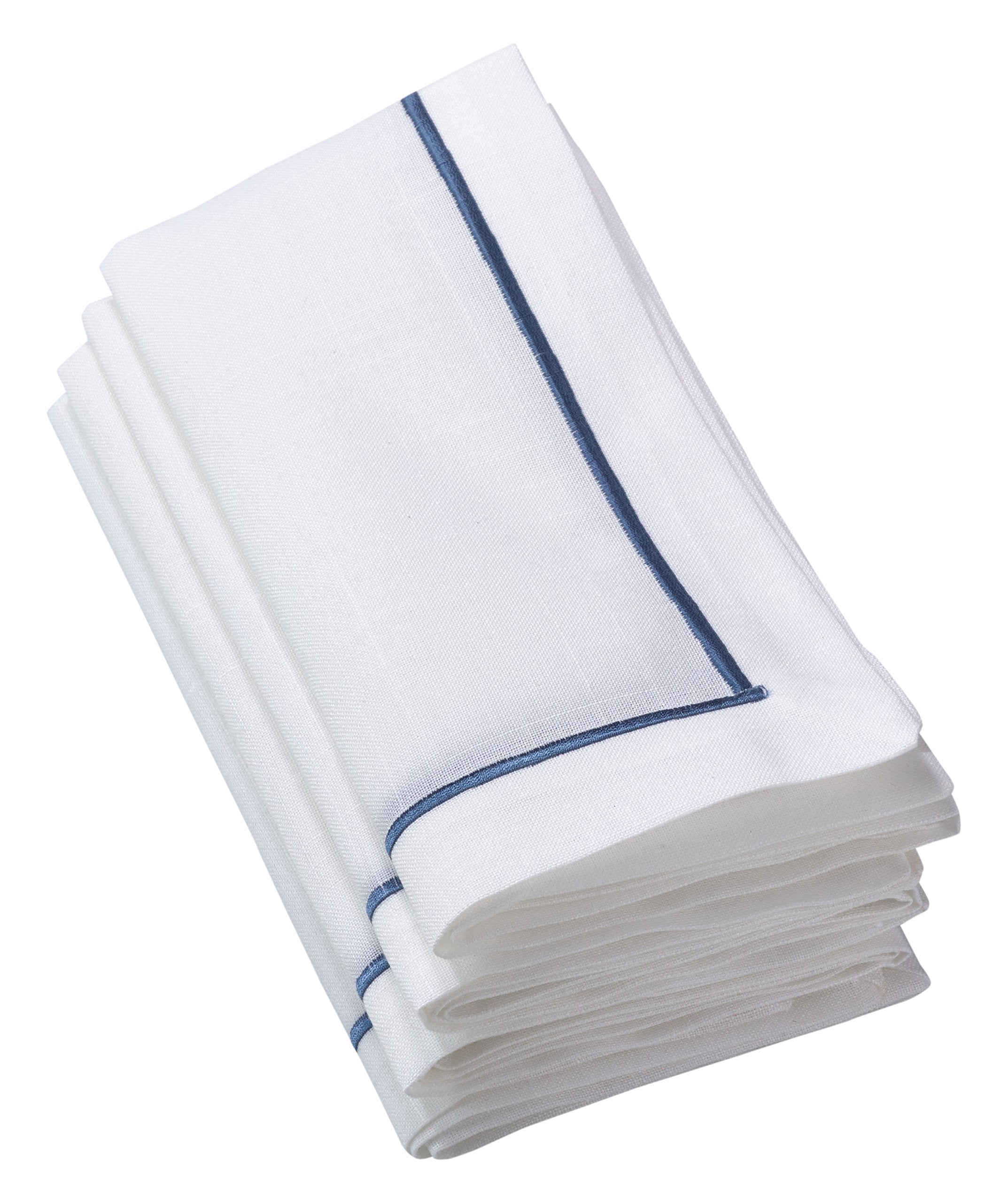 Saro Lifestyle Embroidered Line Design Napkins (Set Of 4), Sapphire, 20''
