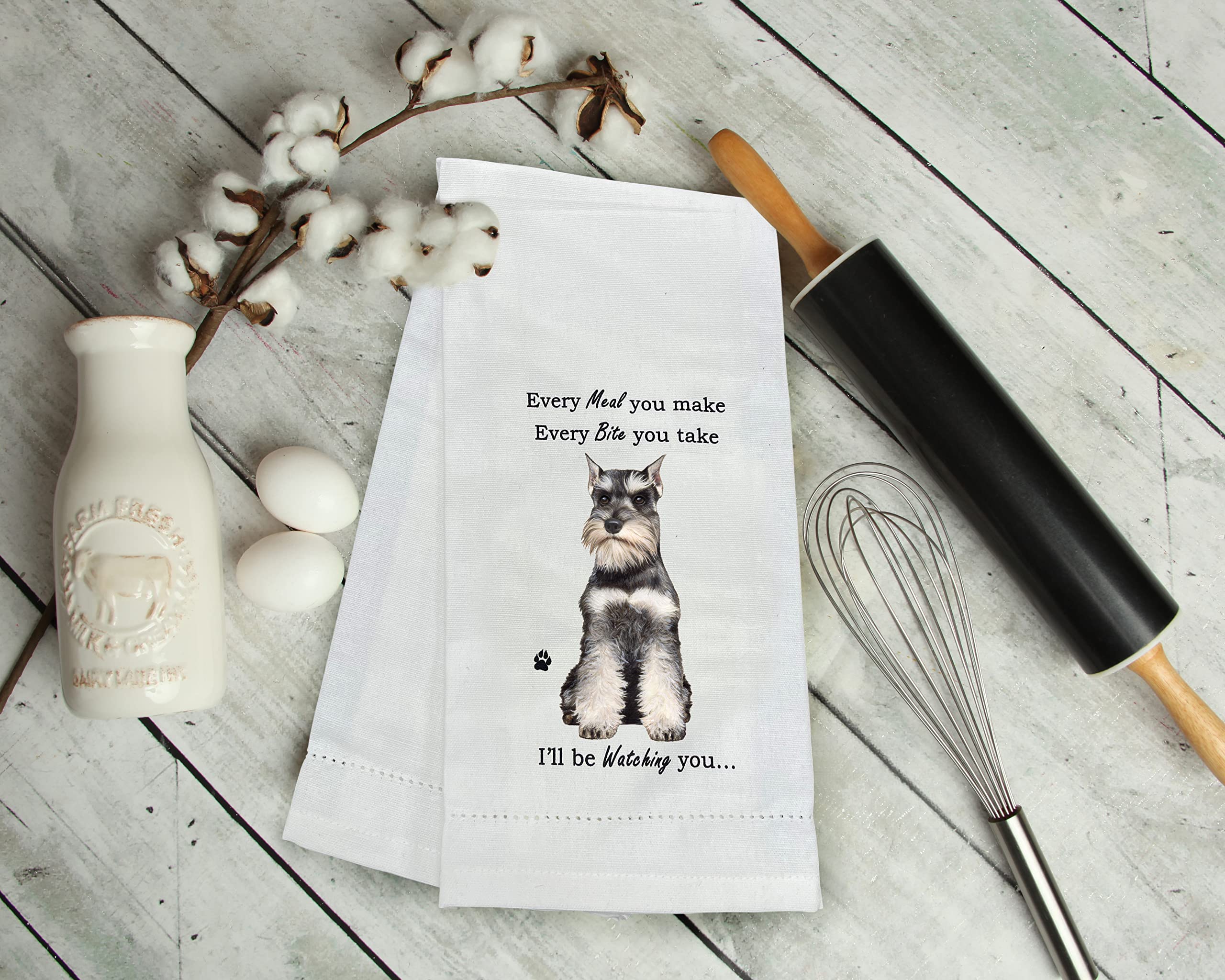 E&S Imports Schnauzer Kitchen Towel - Soft Highly Absorbent - Schnauzer Gifts - Dish Towels For Washing Dishes - Tea Towels - Re