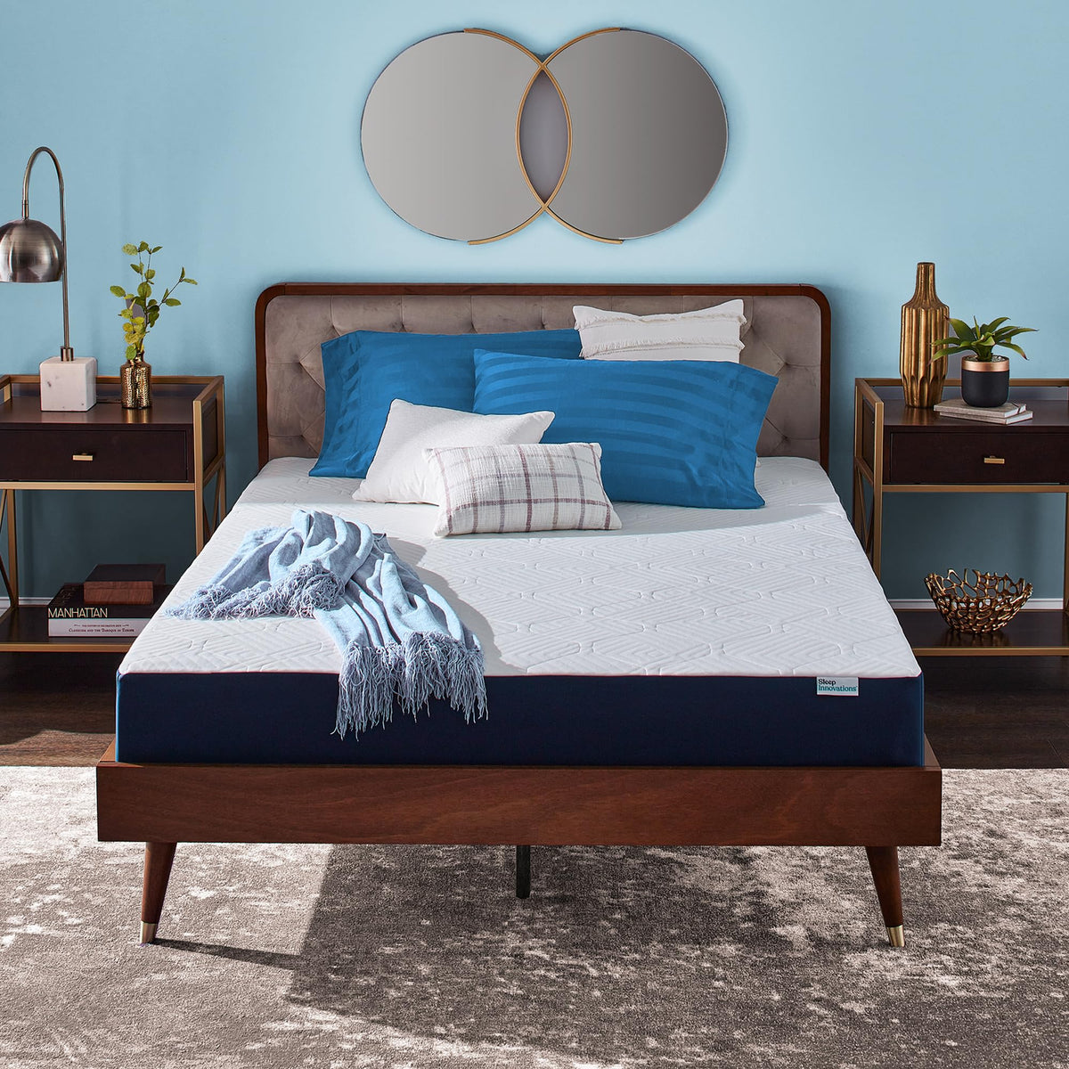 Sleep Innovations Marley Hybrid 10 Inch Cooling Gel Memory Foam And Innerspring Coil Mattress, Full Size, Bed In A Box, Medium F