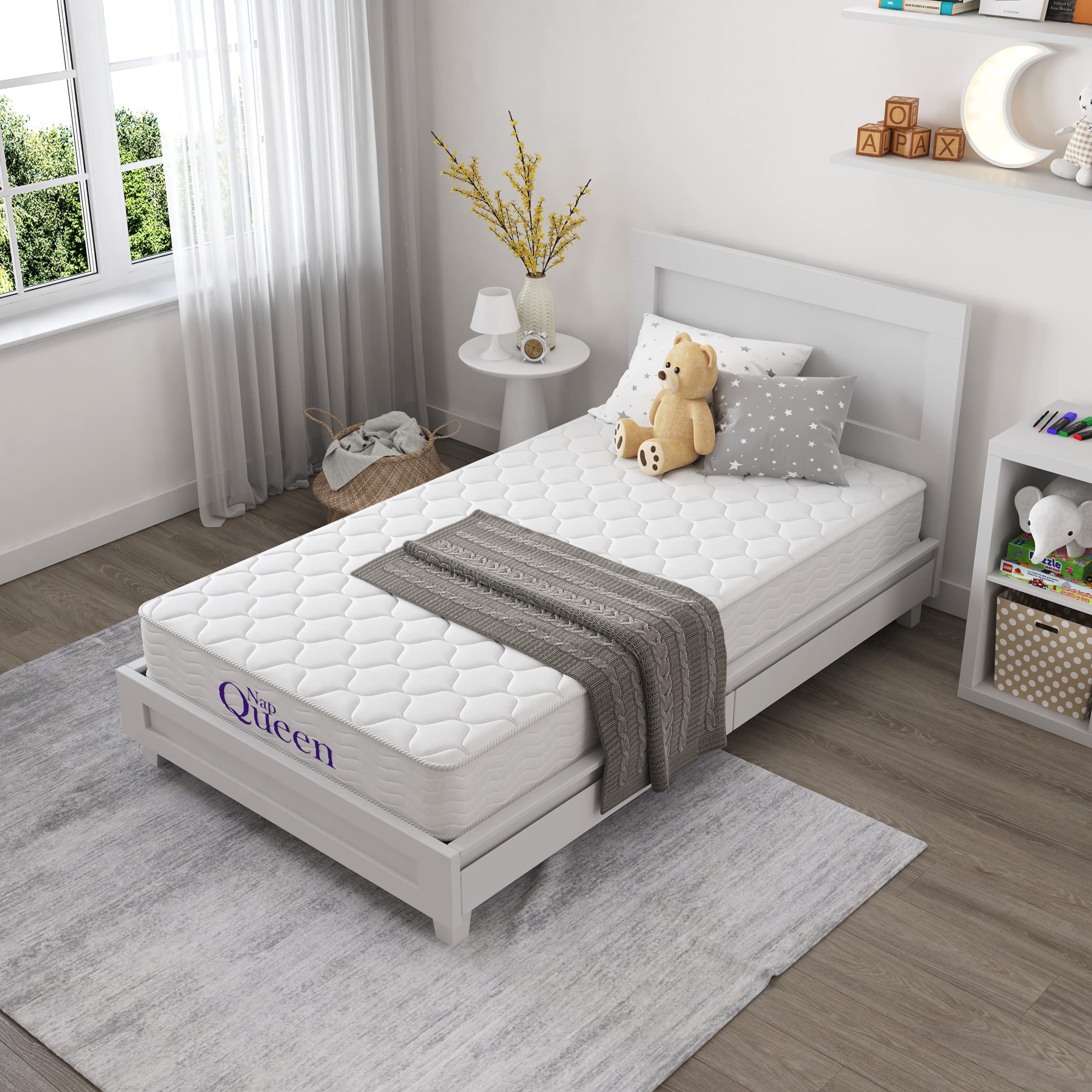 NapQueen 8 Inch Innerspring Twin Size Medium Firm Memory Foam Mattress  Bed in a Box