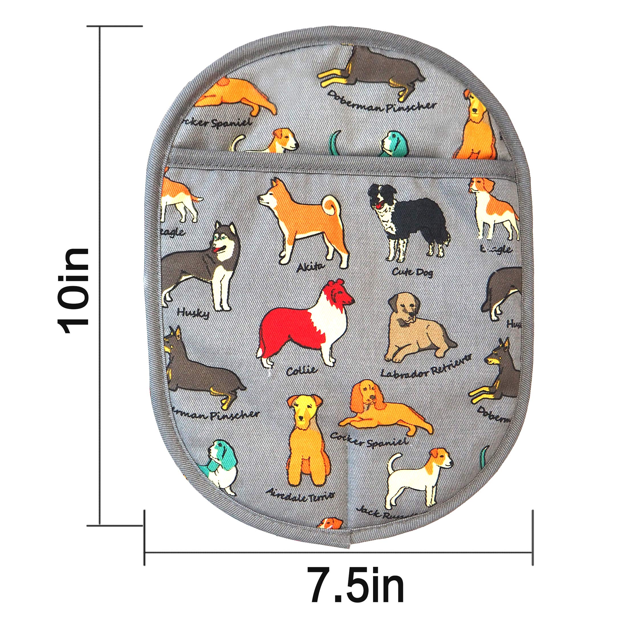 Pot Holders Set Of 2 With Transparent Clear Silicone Shell And Nice Dog Printing Cotton Lining, Heat Resistant To 500 F Kitchen