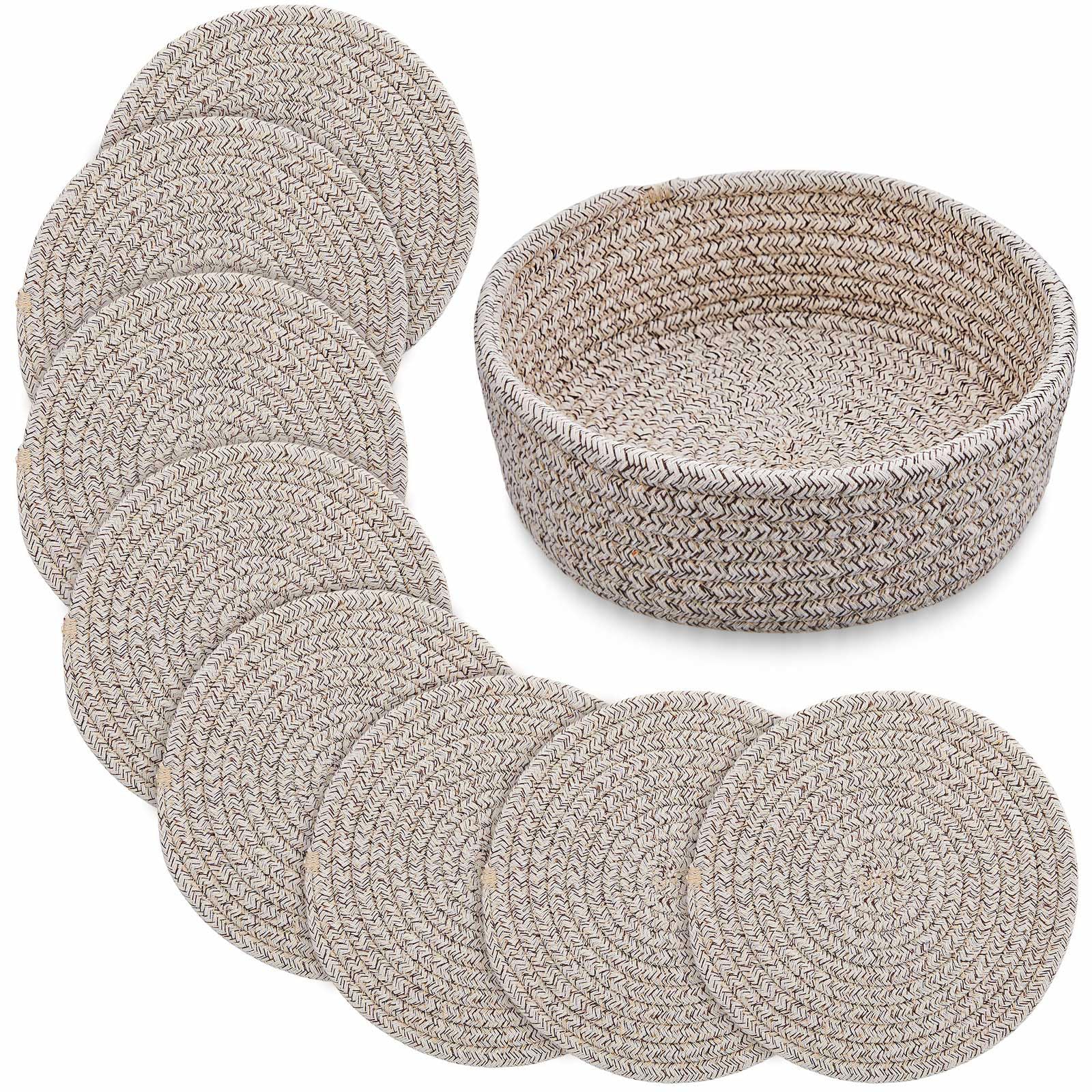 Mumufy 9 Pcs 7 In Cotton Trivets For Hot Dishes With Storage Basket Trivets For Hot Pots And Pans Hot Pads For Kitchen Heat Resi