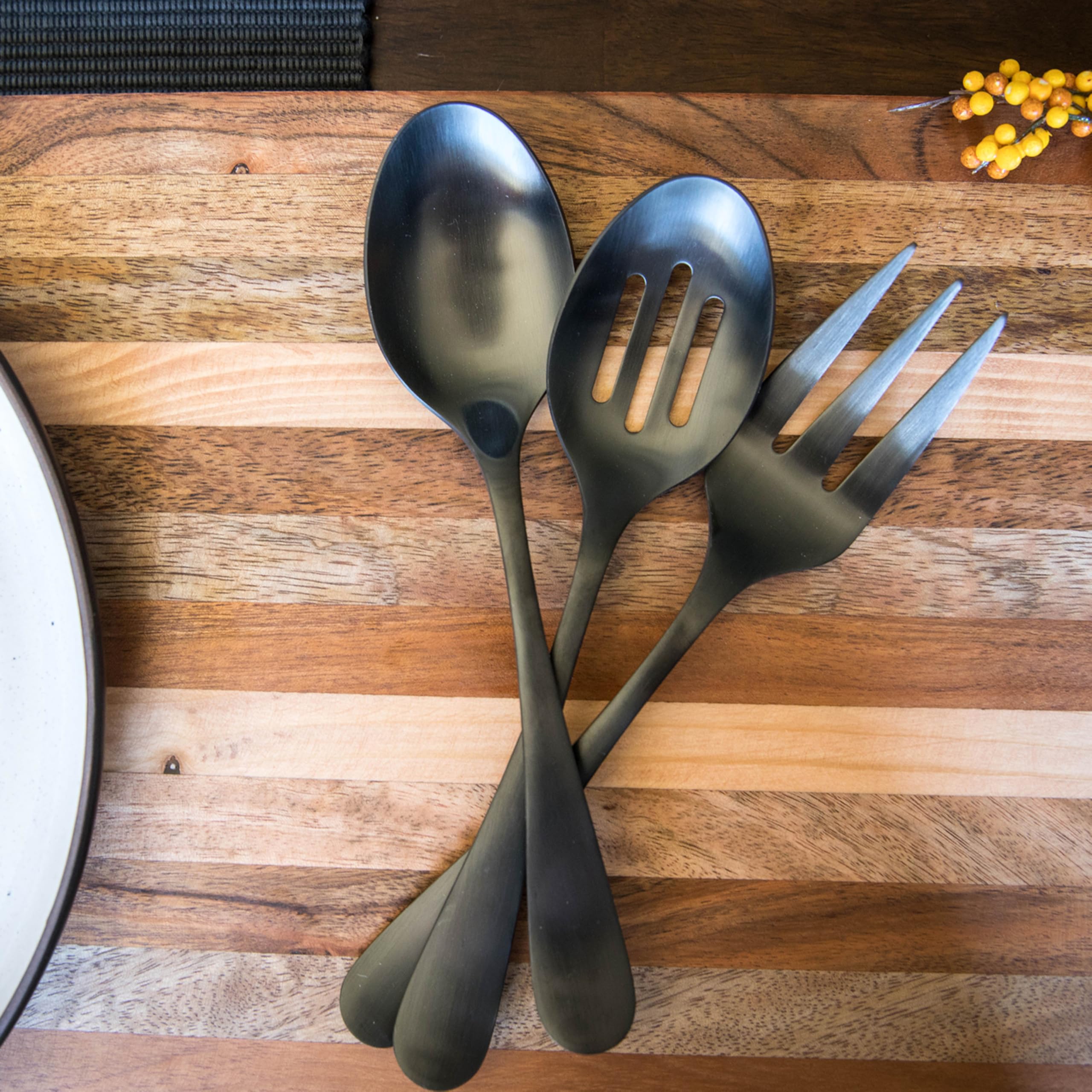 Cambridge Silversmiths Rhiannon Black Satin 3-Piece Hostess Set