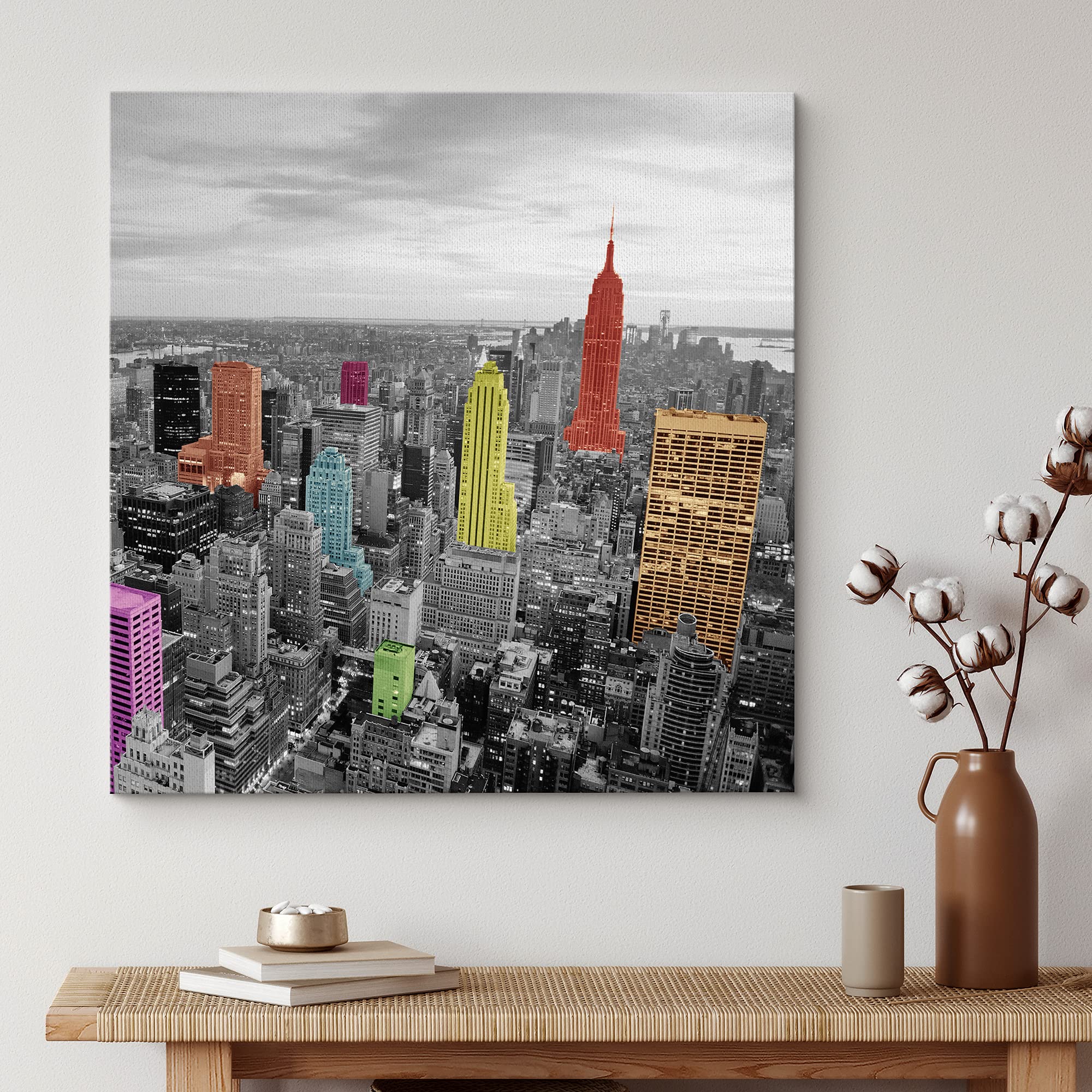 Wall26 Canvas Print Wall Art Pop Of Color Aerial Nyc Skyline Architecture & Maps Cities Photography Realism Chic Scenic Relax/Ca