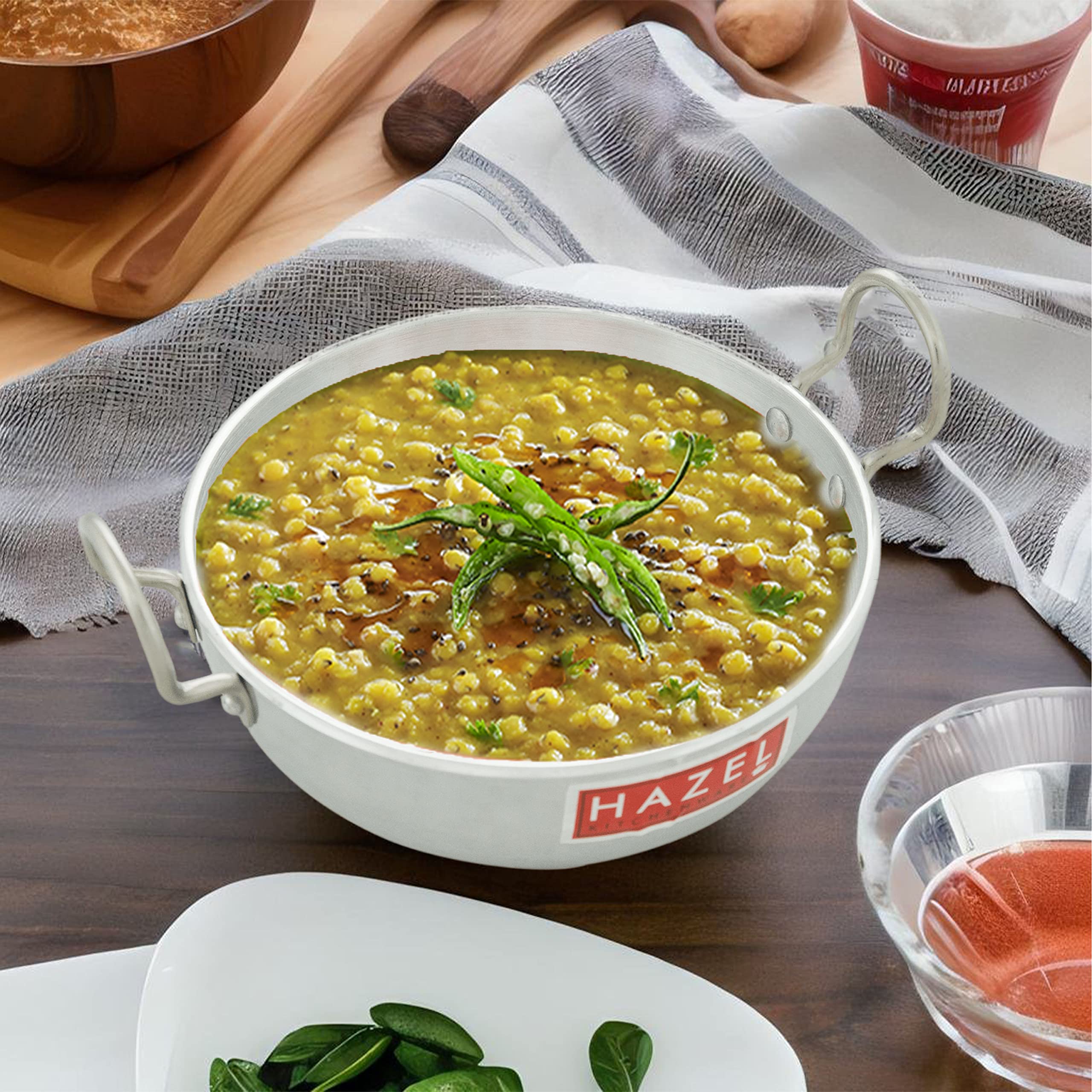Hazel 4 Mm Aluminium 3000 Ml Induction Base Kadai Kadhai With Handle