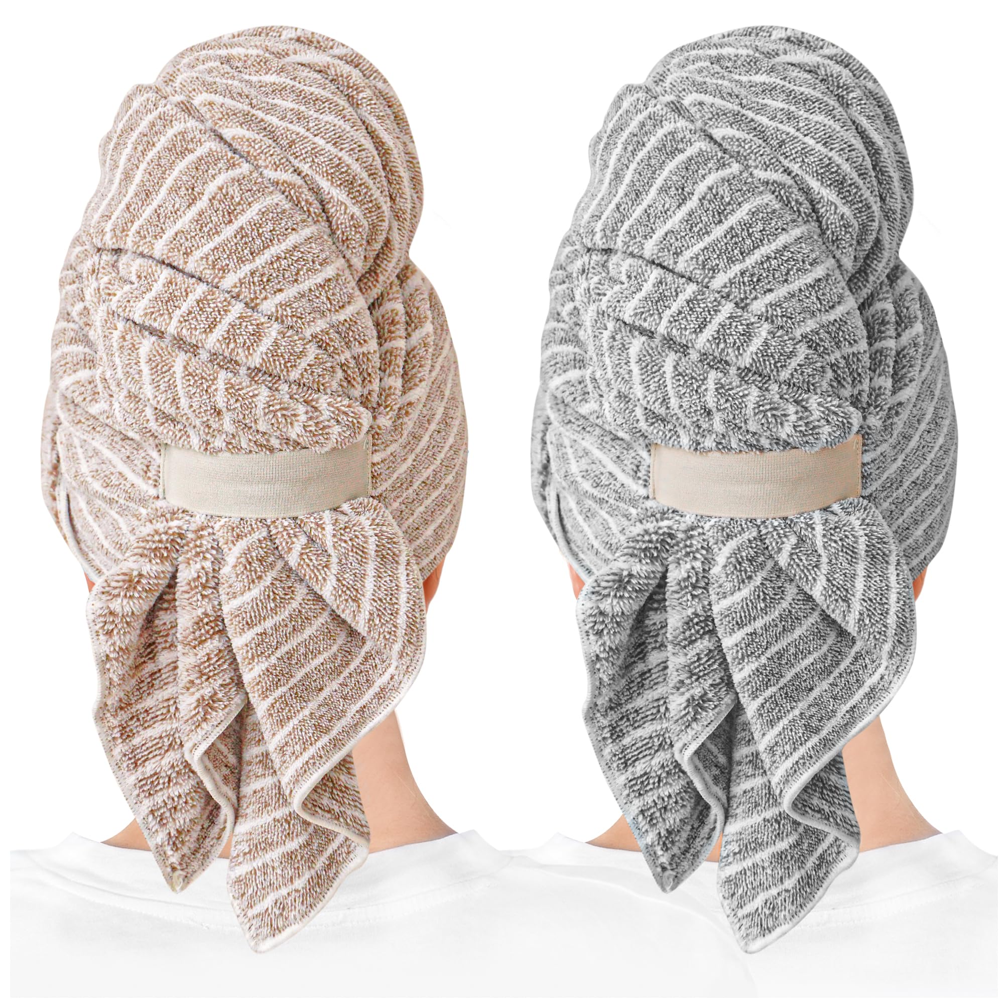 ROLSHOL 2 Packs Large Microfiber Hair Towels for Women, Hair Towel Wrap for Curly Hair Long & Short Hair- Anti-Frizz Hair Turban