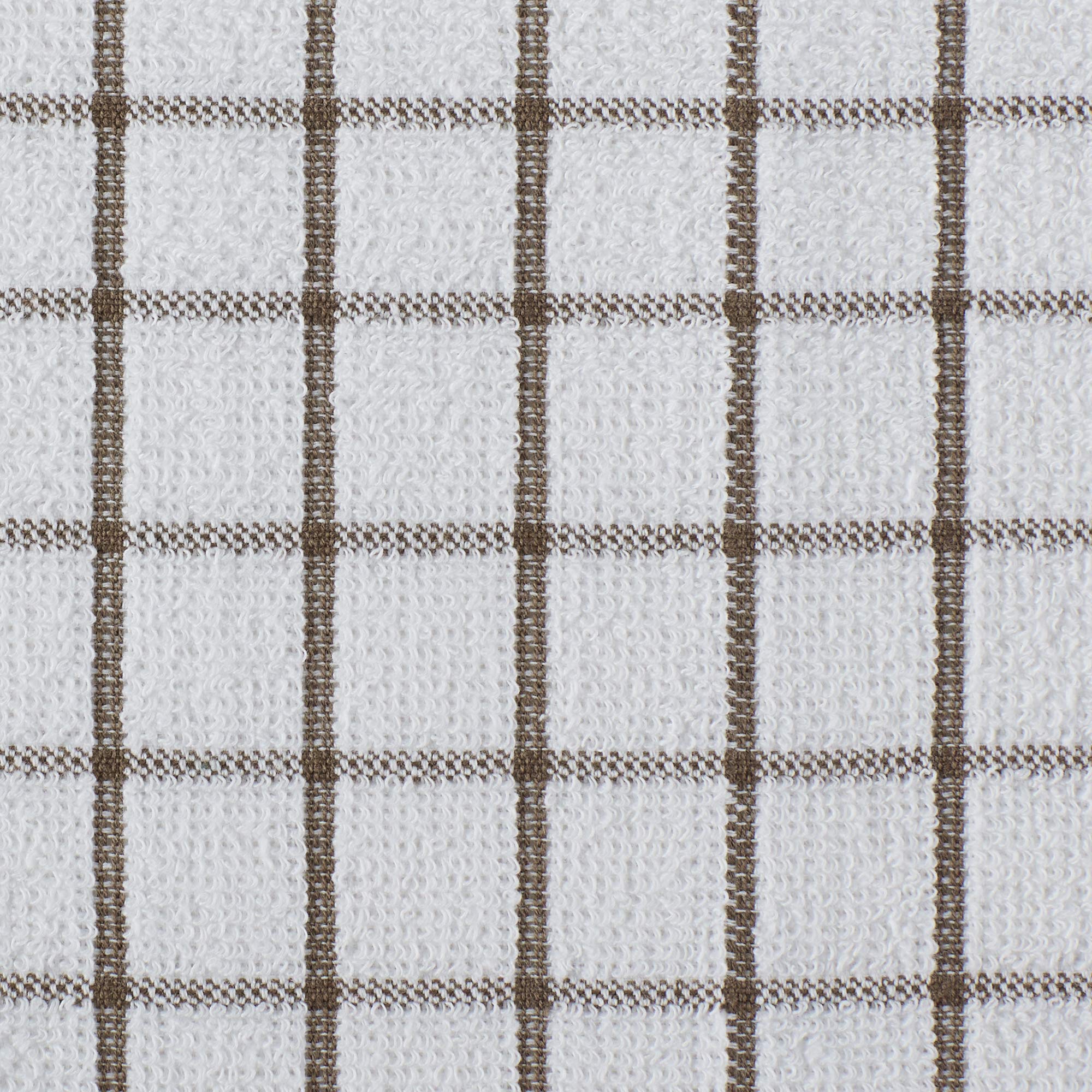 Dii Basic Terry Collection Windowpane Dishcloth Set, 12X12, Brown, 6 Piece