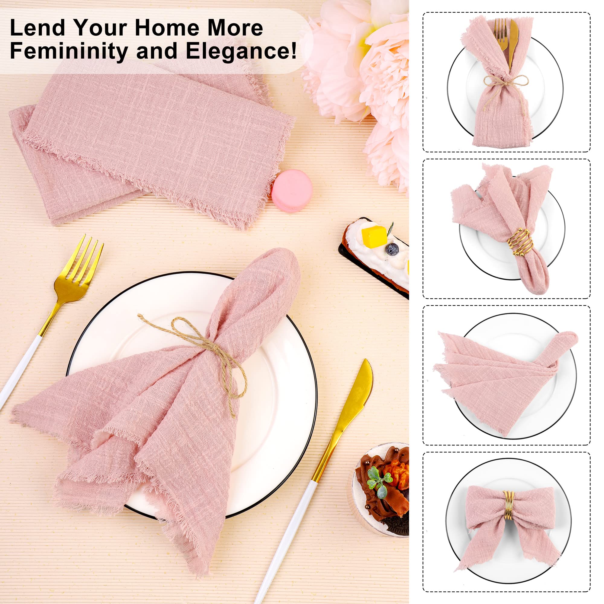 Turstin 12 Pieces Cotton Linen Cloth Napkin Handmade Cloth Napkin With Fringe 17 X 17 Inch Soft Cloth Dinner Wedding Napkin Squa