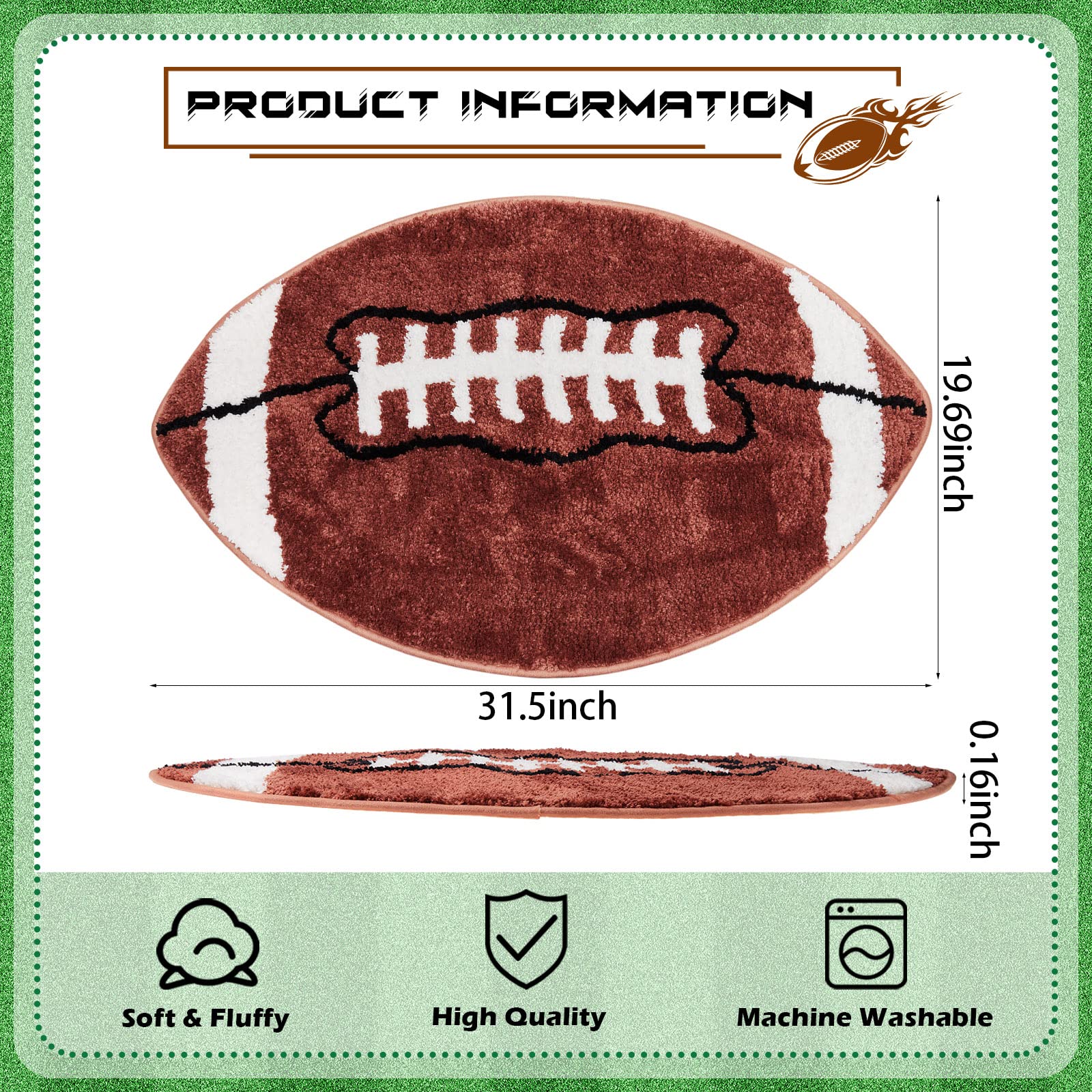 Football Bathroom Rugs Sports Bath Mat Football Rug For Men Boys Bedroom Football Area Rug Mat Comfort Non Slip Carpet For Bathr