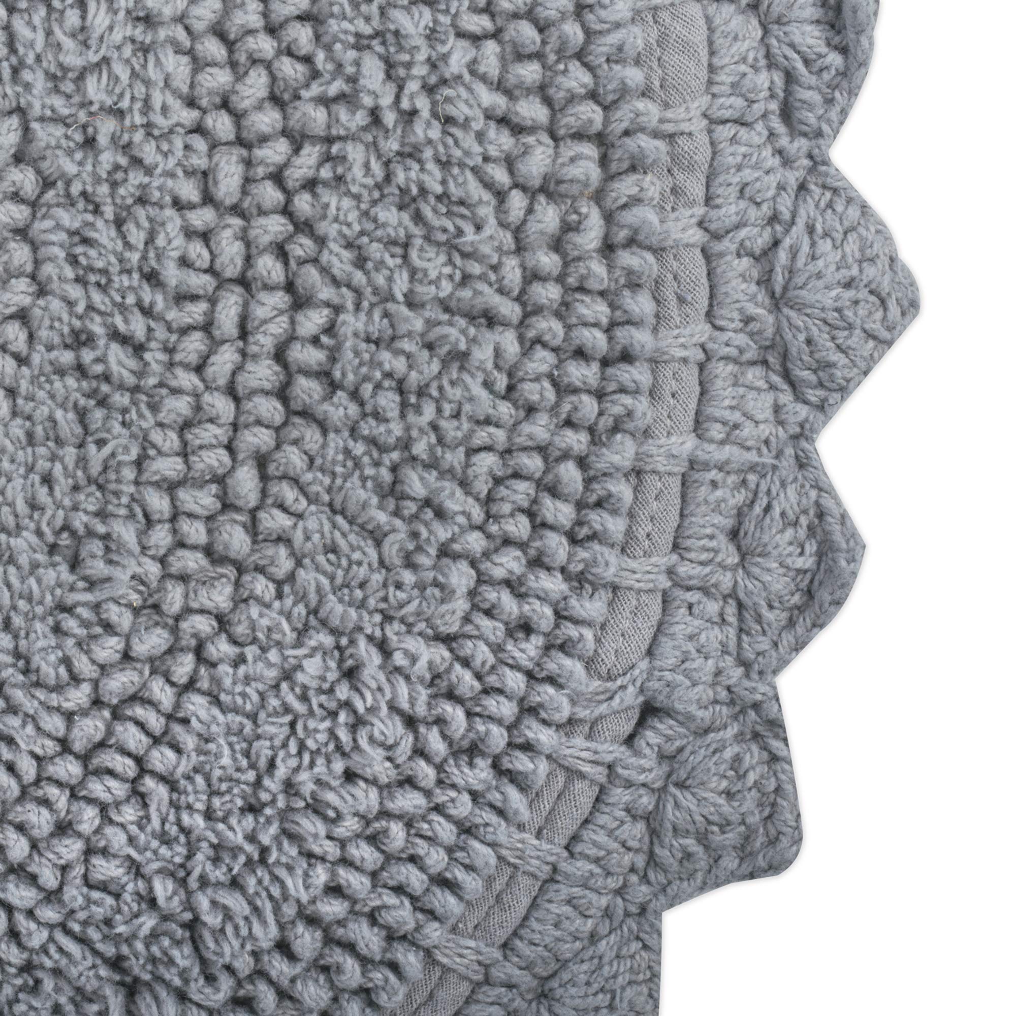 DII Crochet Collection Reversible Bath Mat  Small Oval  17x24  Gray