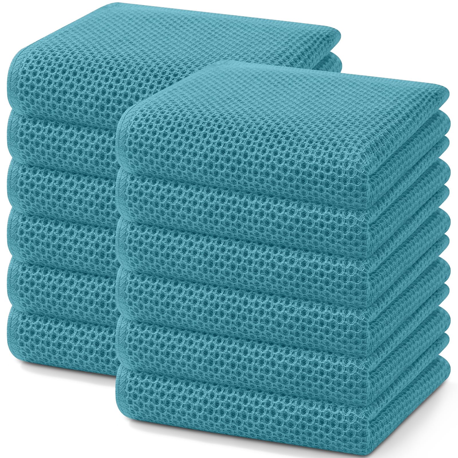 Homaxy 100% Cotton Waffle Weave Kitchen Dish Towels, Ultra Soft Absorbent Quick Drying Cleaning Towel, 13 x 28 Inches, 12-Pack,L