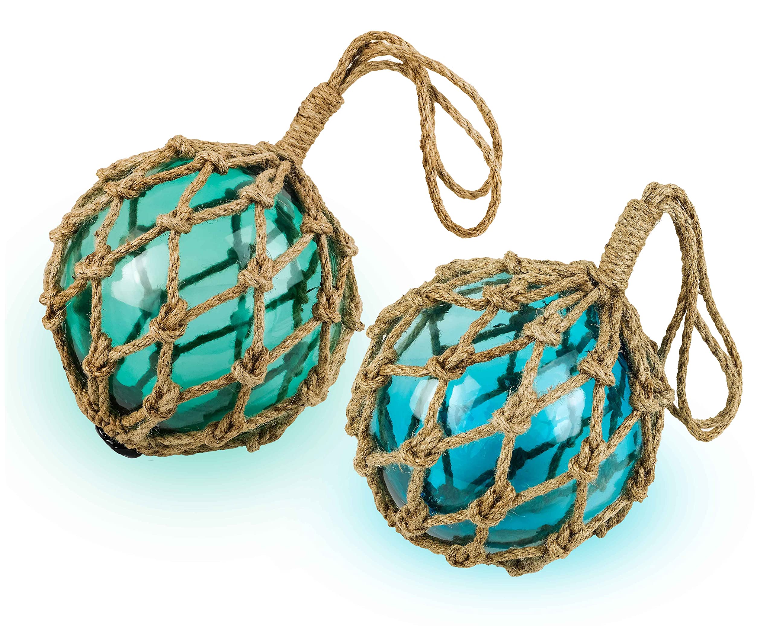 SAILINGSTORY Glass Fishing Float Nautical Decorative Glass Ball Buoy Coastal Beach Decor 8 Sky Blue Aqua Set of 2 Pack