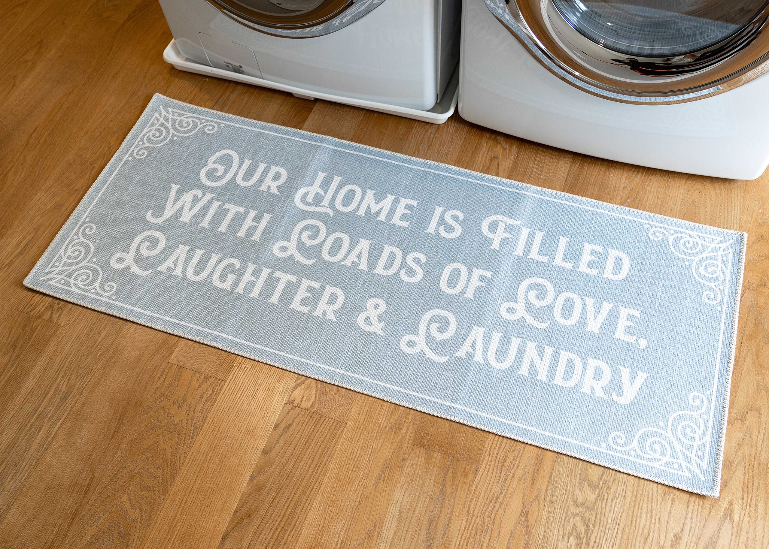 Soft Woven Rugs, 24X56Laundry Room Rug, 85% Cotton, Funny Non Slip Laundry Mats, Machine Washable, Bathroom Runner Floor Mat For