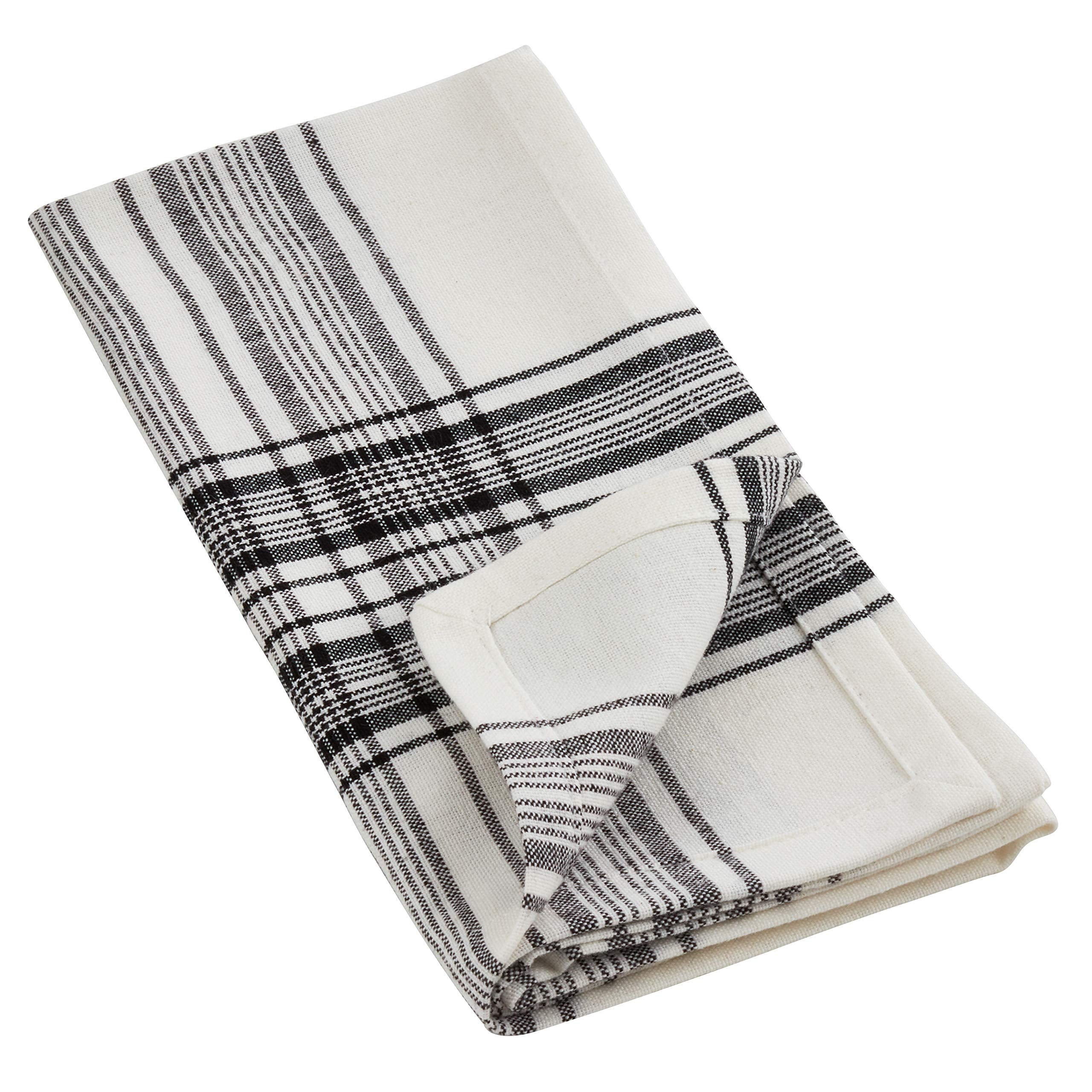 Occasion Gallery Black & White 100% Cotton Any Occasion Plaid Cloth Napkins (Set Of 4), 20'' Square