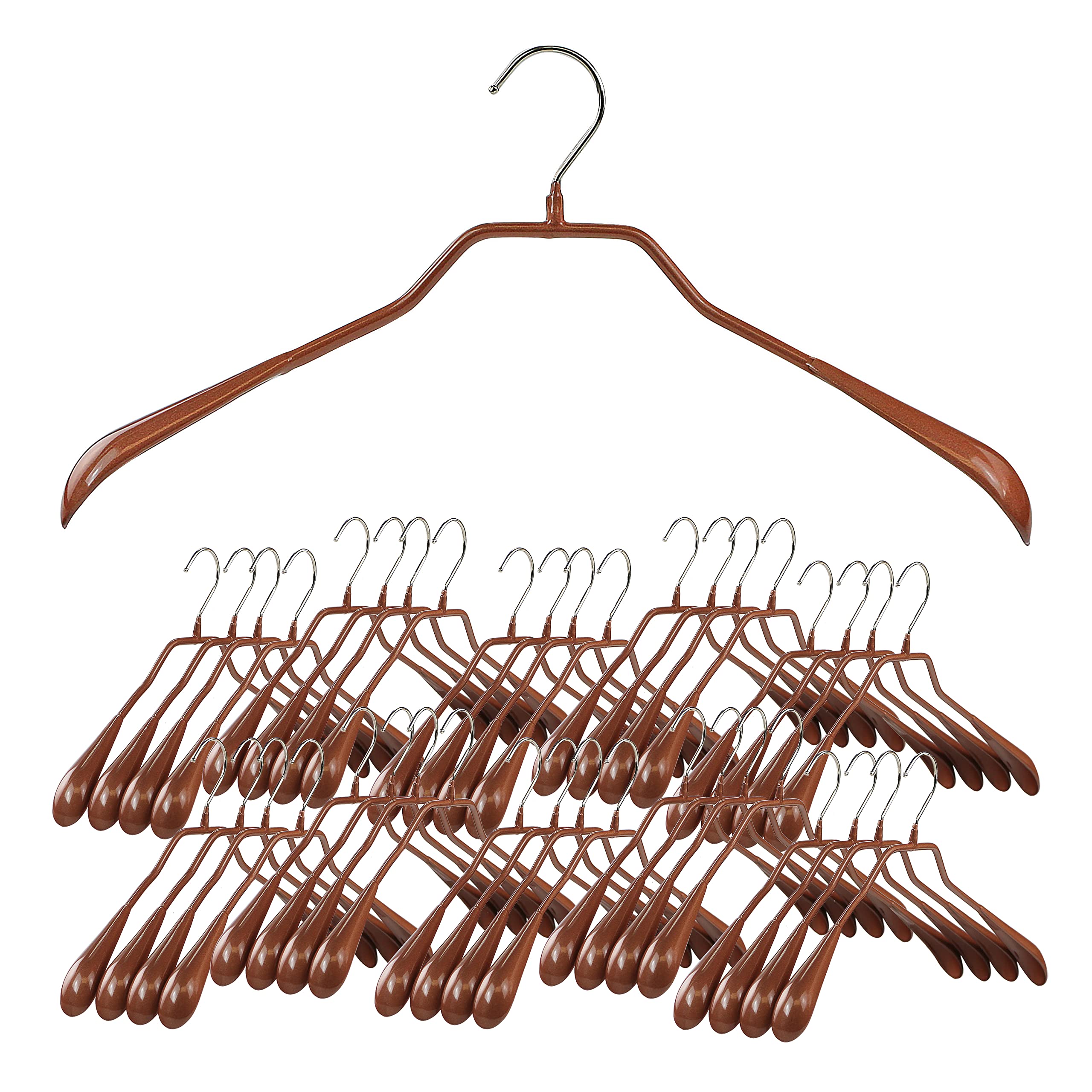 Mawa By Reston Lloyd, Non-Slip Steel Suit/Jacket Hanger, Wide Supportive Sholders With Rotating Hook, Copper Set Of 150
