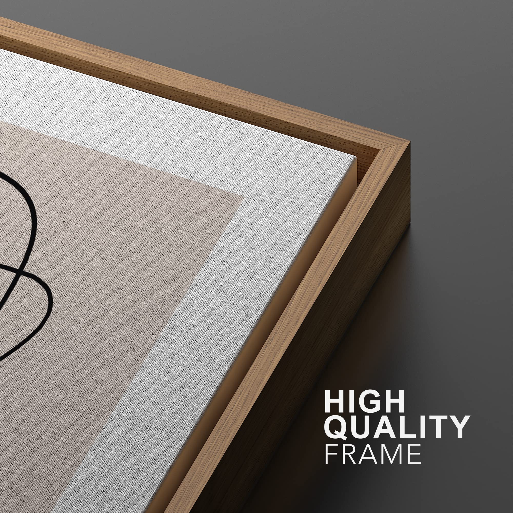 SIGNWIN Framed Wall Art Print Set Line Art Thin Lines Over Plain Tan Background Abstract Swirly Digital Art Modern Art Mid-Century Modern for Living Room  Bedroom  Office - 16''x24''x2 Panels