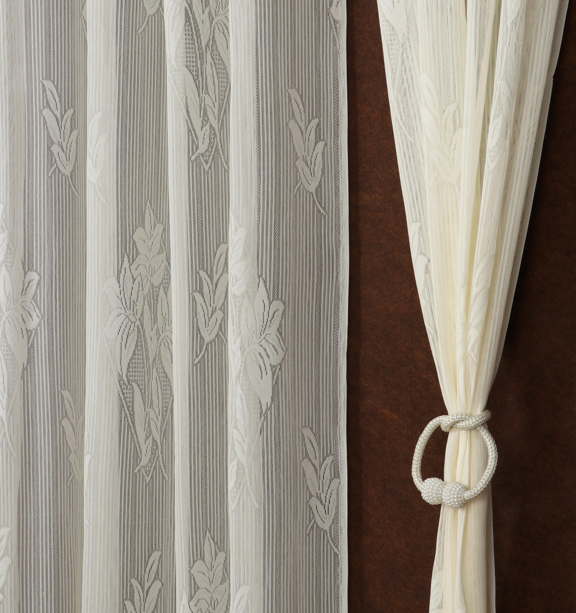 Homefab India Self-Design Transparent Sheer Curtain - 5 X 4 Feet, Window Curtains, Cream, Pack Of 1 Piece