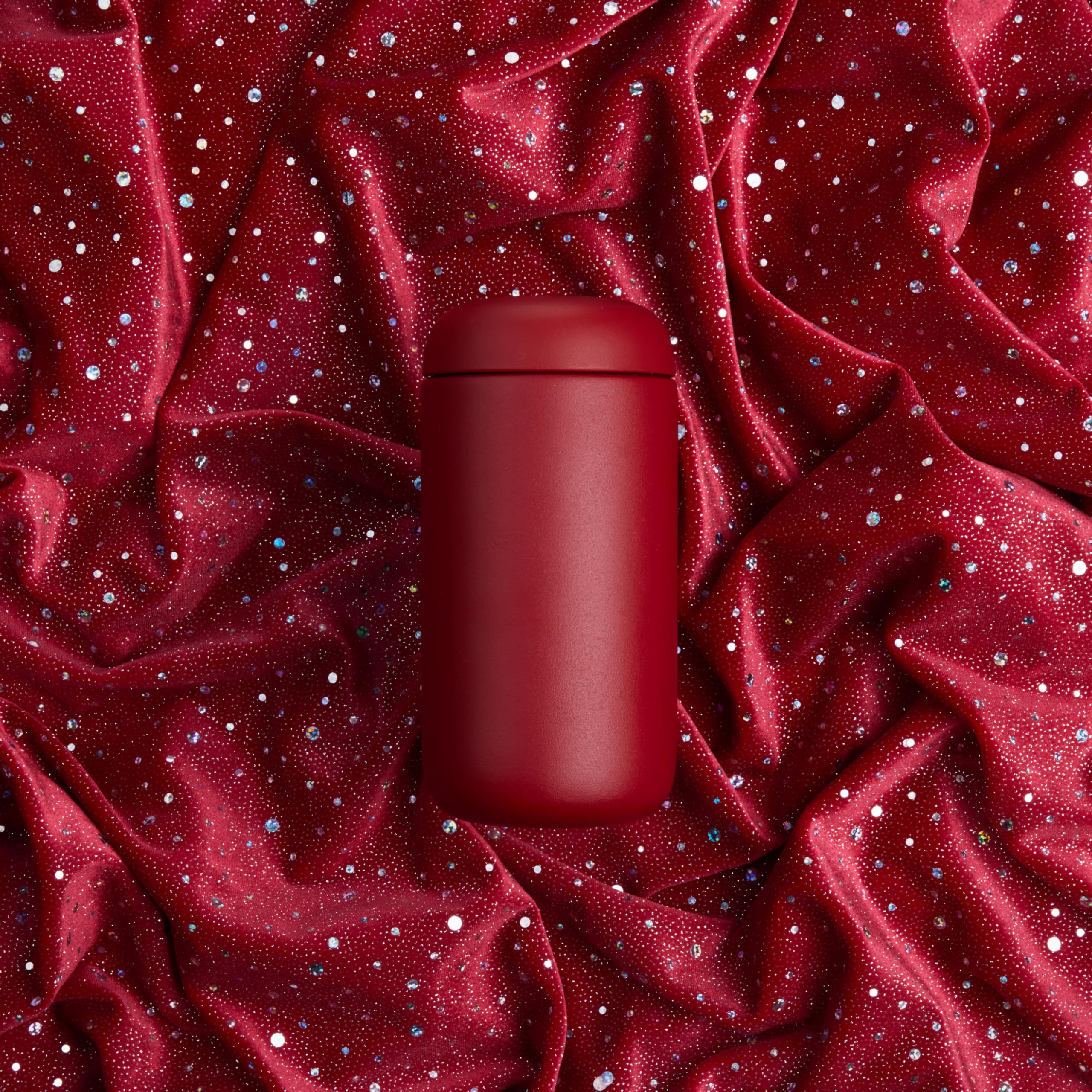 Fellow 12 oz Carter Move Travel Mug - Vacuum-Insulated Stainless Steel Travel Coffee Mug - Coffee Tumbler with Ceramic Interior and Splash Guard - Red