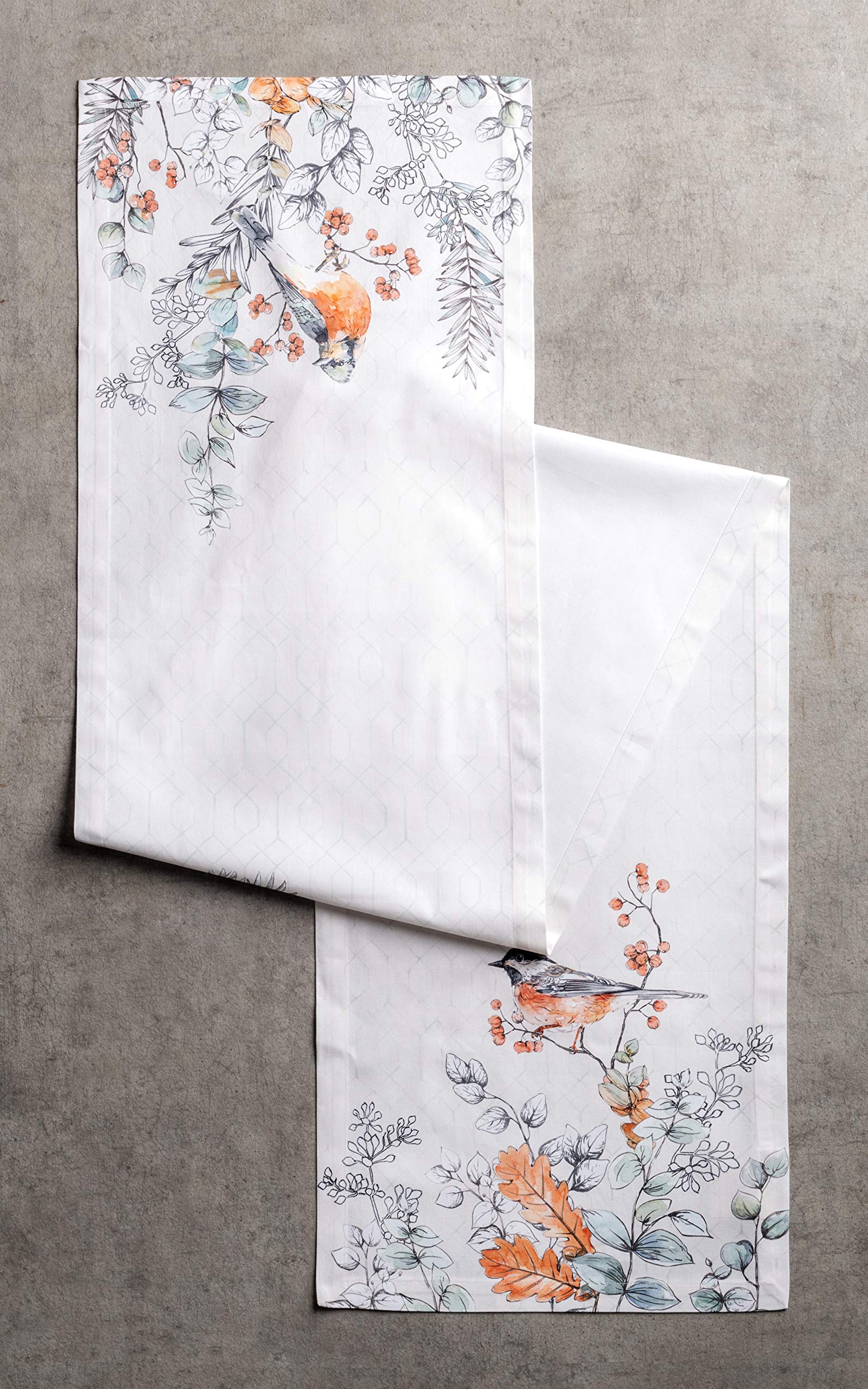 Maison D' Hermine Tablerunner 100% Cotton 14.50Inch X 48Inch Decorative Table Runner, Dining, Buffet, Whitish Shabby Chique (Sin