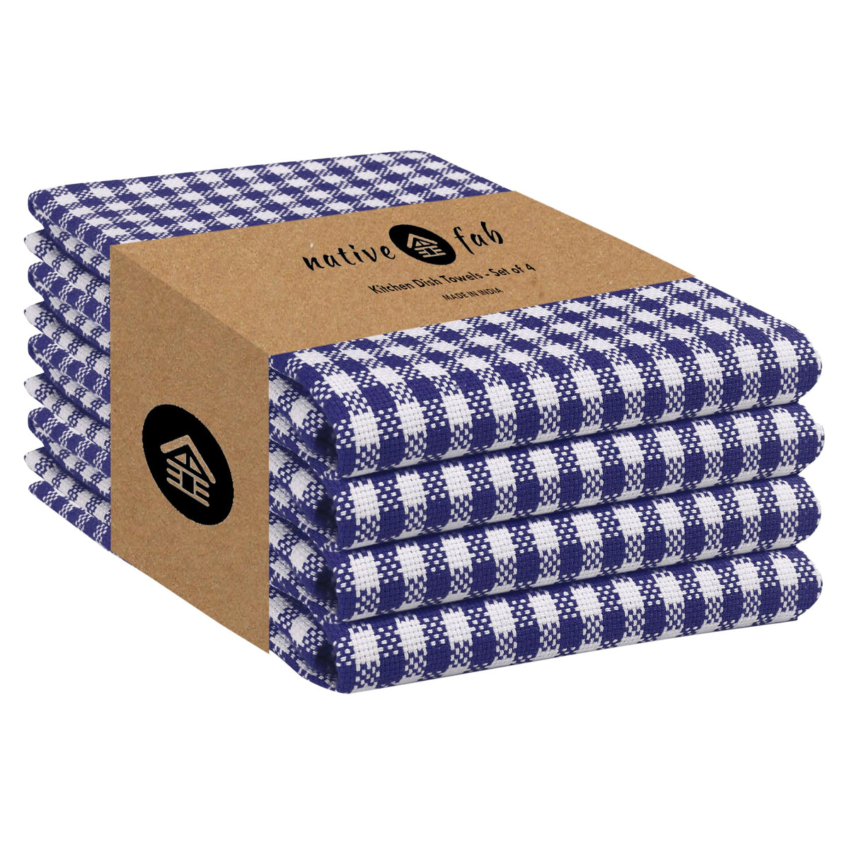 Native Fab Gingham Dish Towels 16X26 Inches Set Of 4 - Absorbent Washable Dishcloths, Dish Towels For Quick Drying Dishes, Kitch