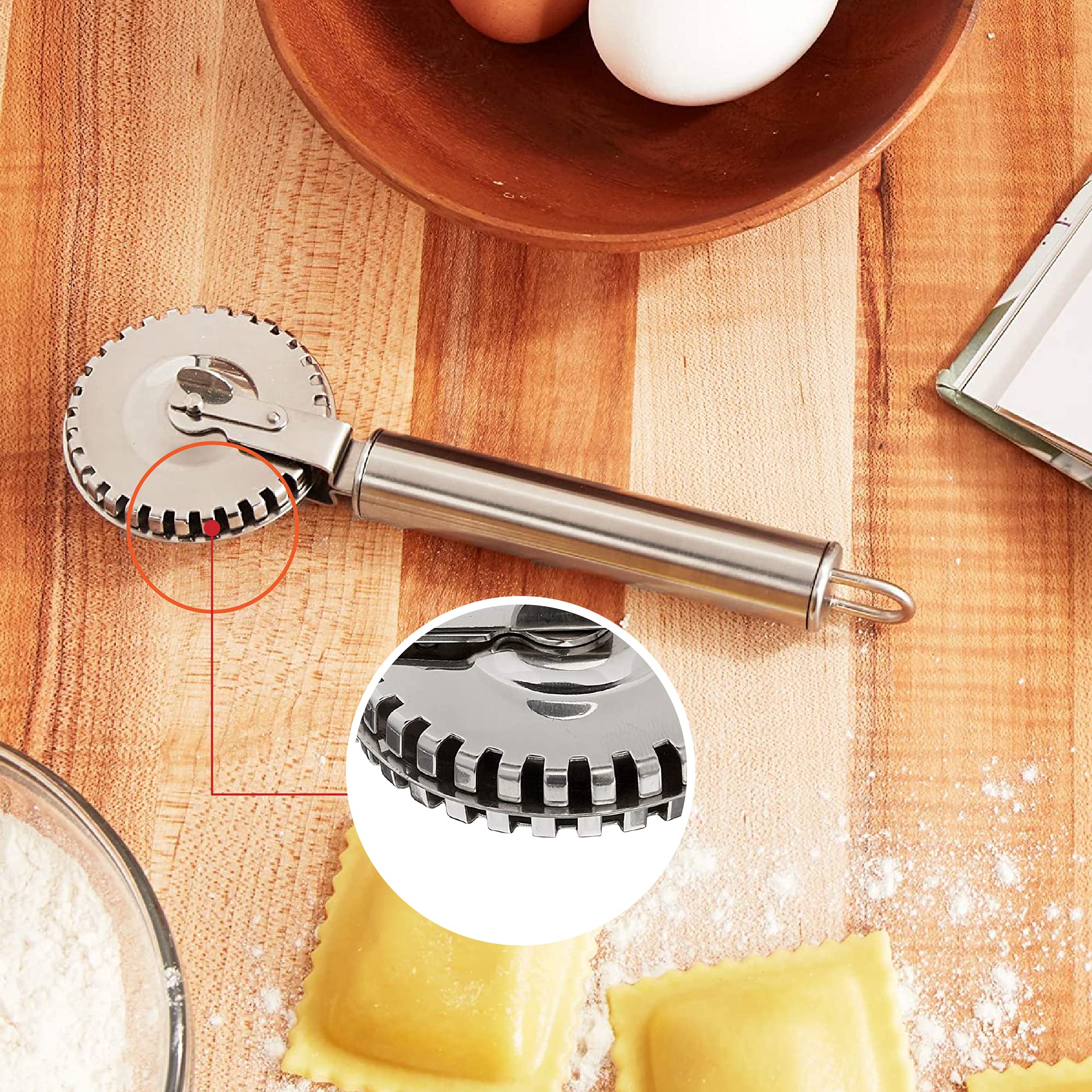 Kchenprofi Ravioli Cutter 18/10 Stainless Steel Wheel, Perfect For Cutting, Sealing, And Crimping Fresh Pasta And Pastry Dough,