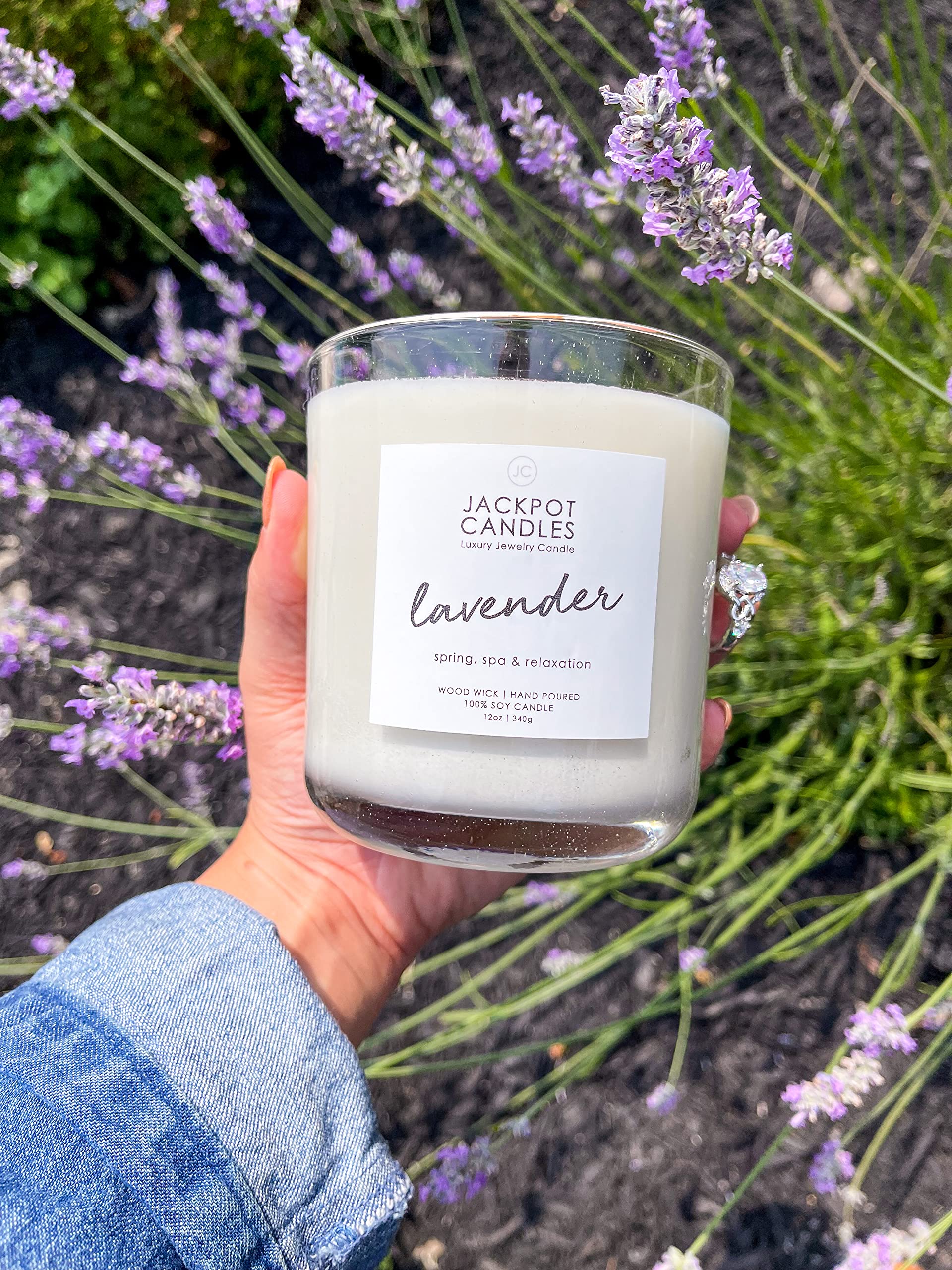 Lavender a Candle with Ring Inside (Surprise Jewelry Valued at $15 to $5,000) Ring Size 9