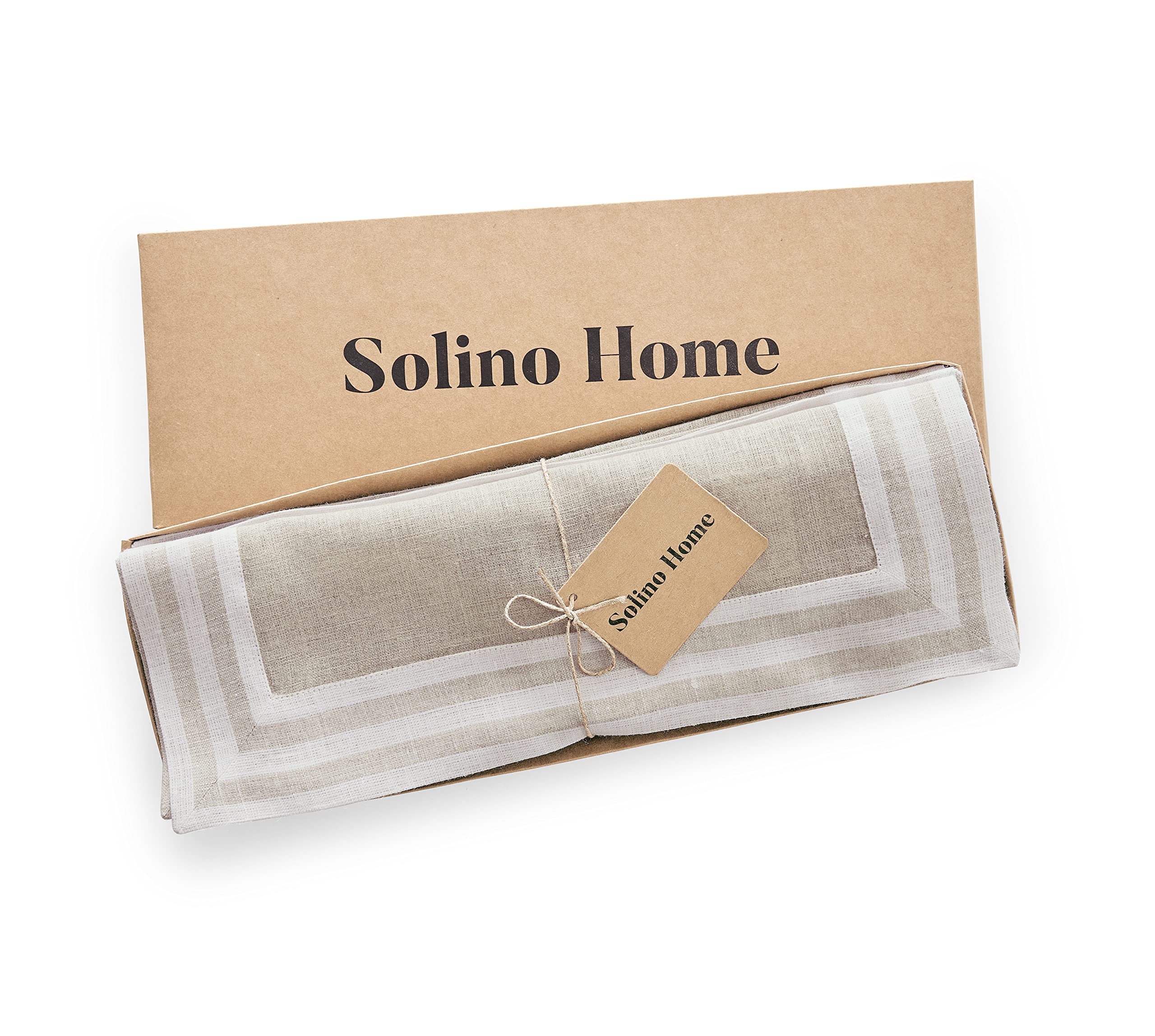 Solino Home Linen Placemats Set Of 4-100% Pure Linen Cloth Fabric Placemats Flax - 19'' L X 14'' W Inch Washable Dining Place Ma
