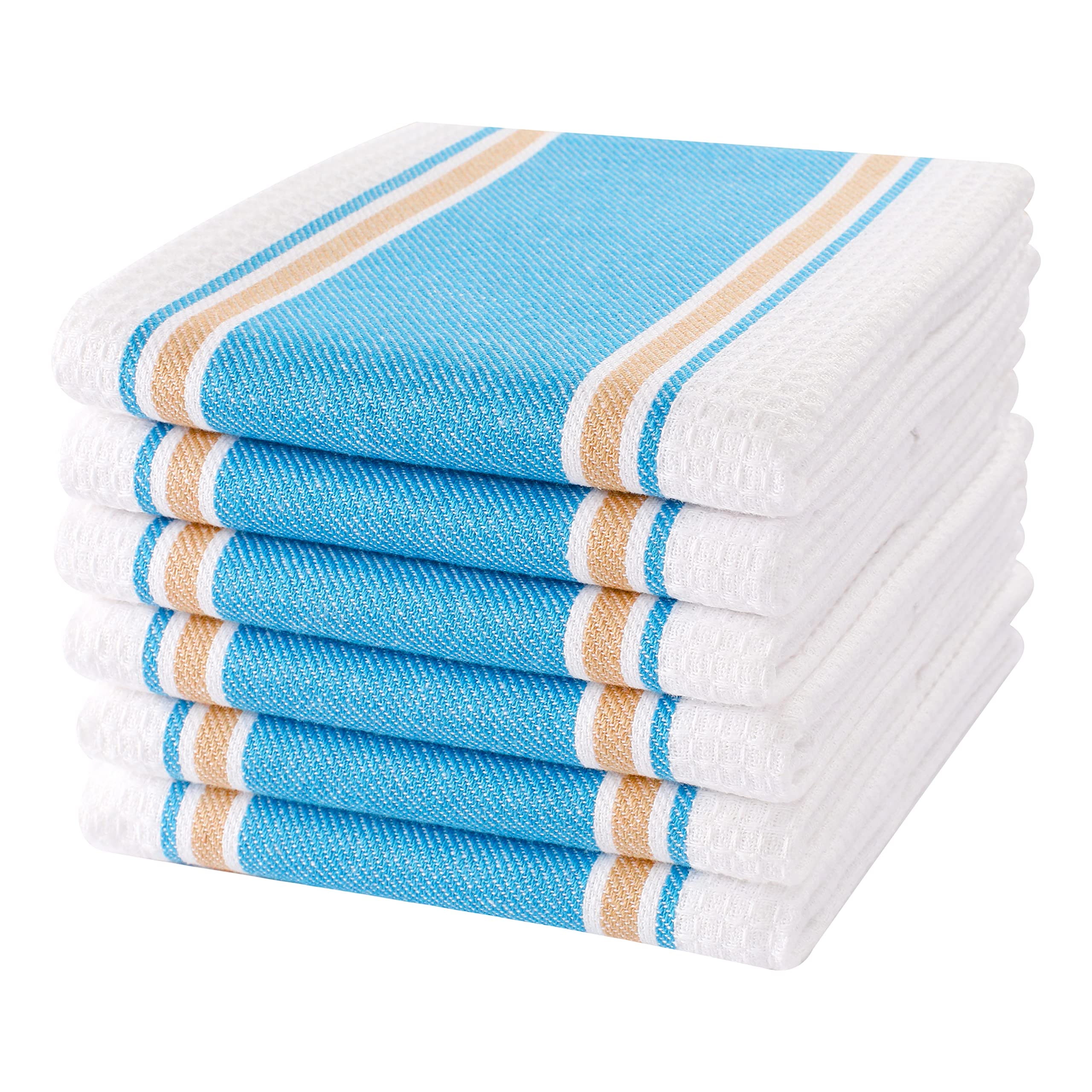 Goroly Home 6 Pack 100% Cotton Farmhouse Vintage Dish Towels Tea Towels Highly Absorbent Quick Dry Professional Grade With Hangi