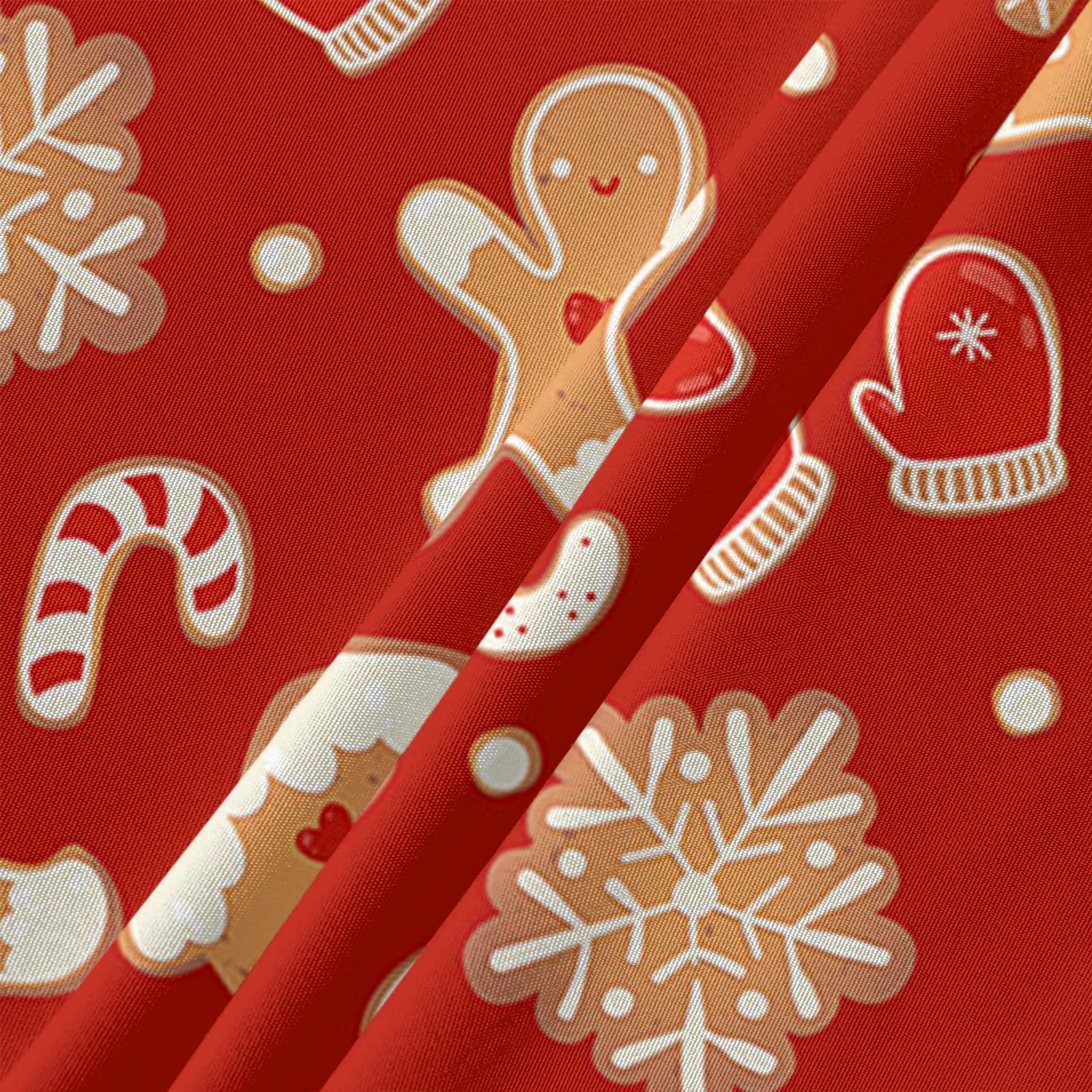 Christmas Round Tablecloth 60 Inch Gingerbread Man Snowflake Waterproof Oil-Proof Table Cloth Candy Cane Glove Kitchen Spillproo