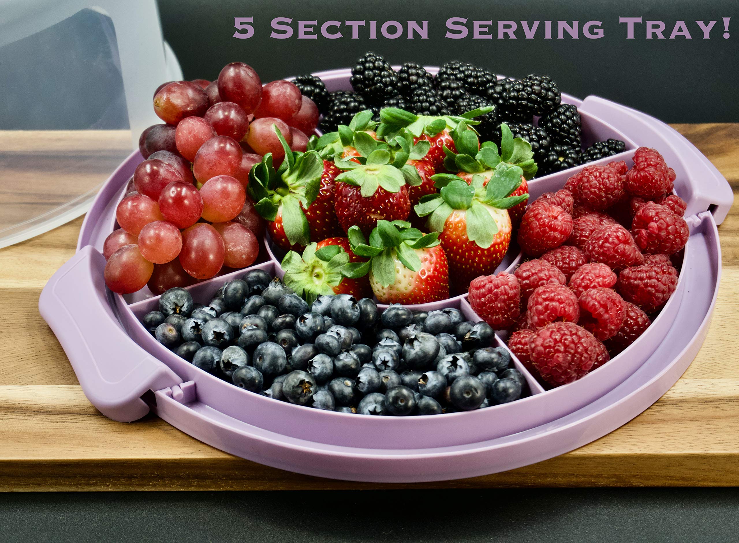Top Shelf Elements Round Cake Carrier Two Sided Cake Holder Serves As Five Section Serving Tray, Portable Cake Stand Fits 10 Inc