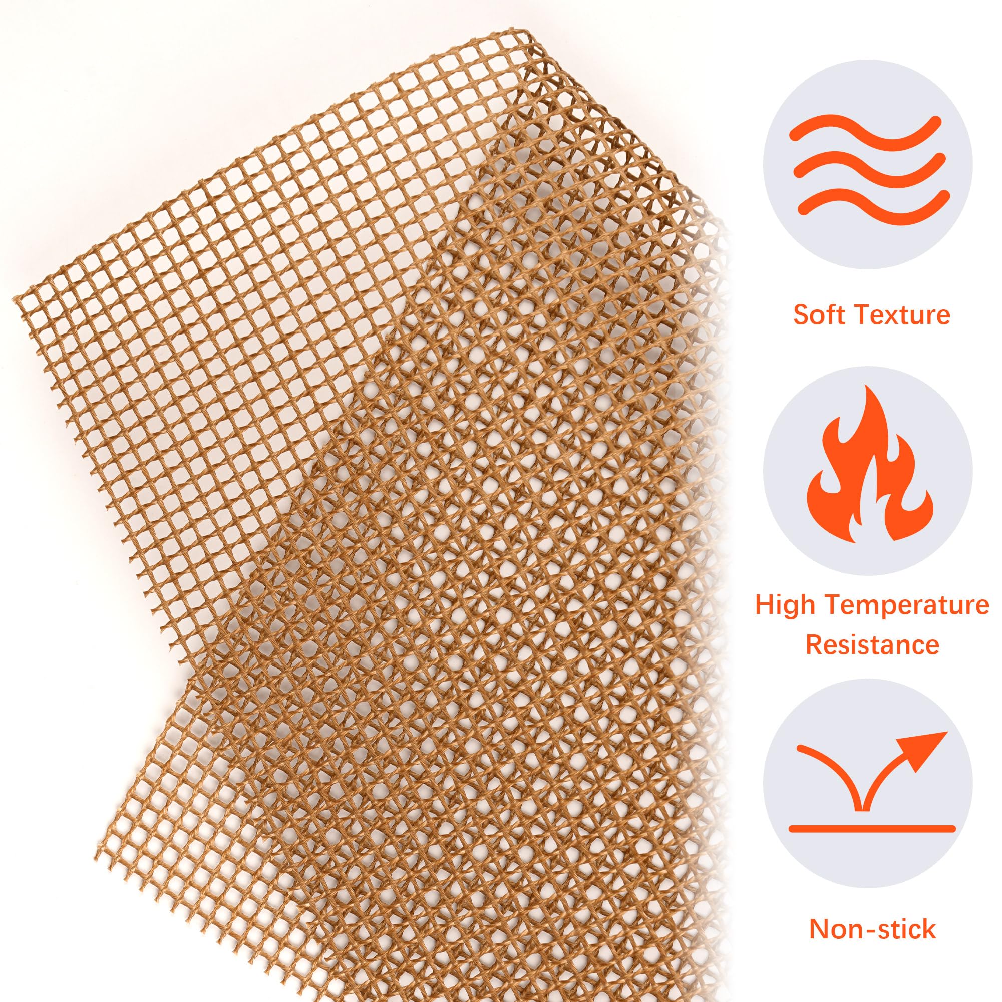 Osvino Beige Grill Mesh Mat 5 Pack Reusable Non-Stick Bbq Grill Mats 16''X12'' Outdoor Barbecue Baking Accessories Works On Gas