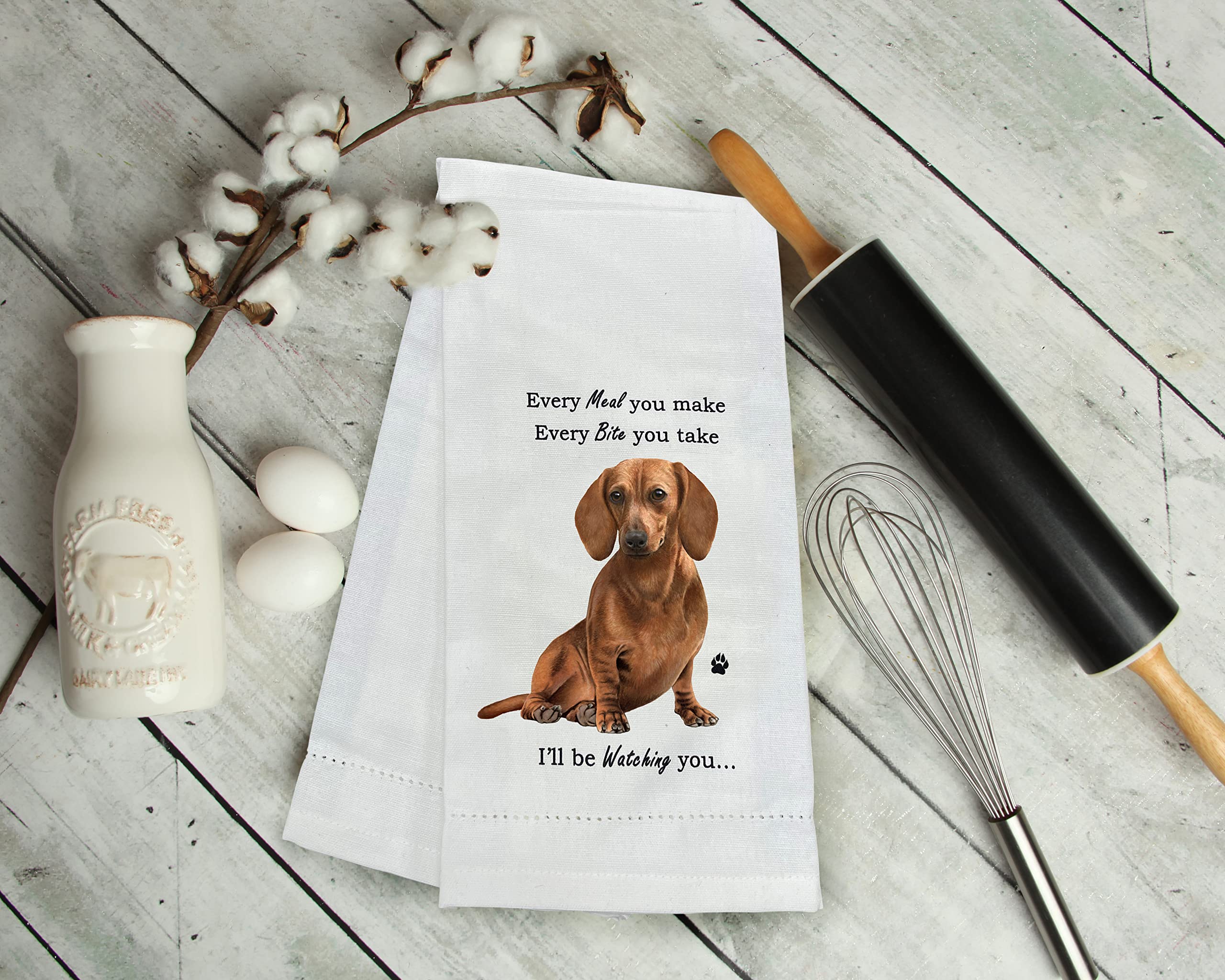 Red Dachshund Kitchen Towel - Soft Highly Absorbent - Red Dachshund Gifts - Dish Towels For Washing Dishes - Tea Towels - Reusab