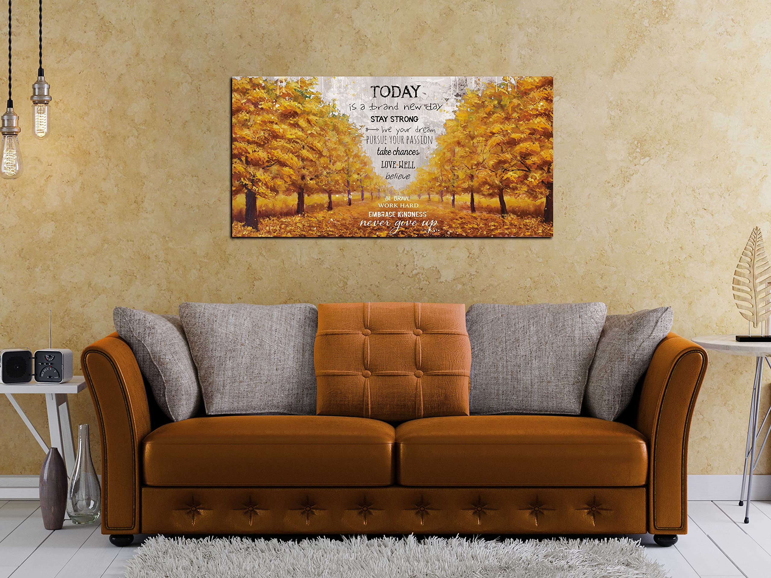 Motivational Canvas Wall-Art - Yellow Wall Decor - Inspirational Posters For Office Ready To Hang Size 20 '' x 40 ''