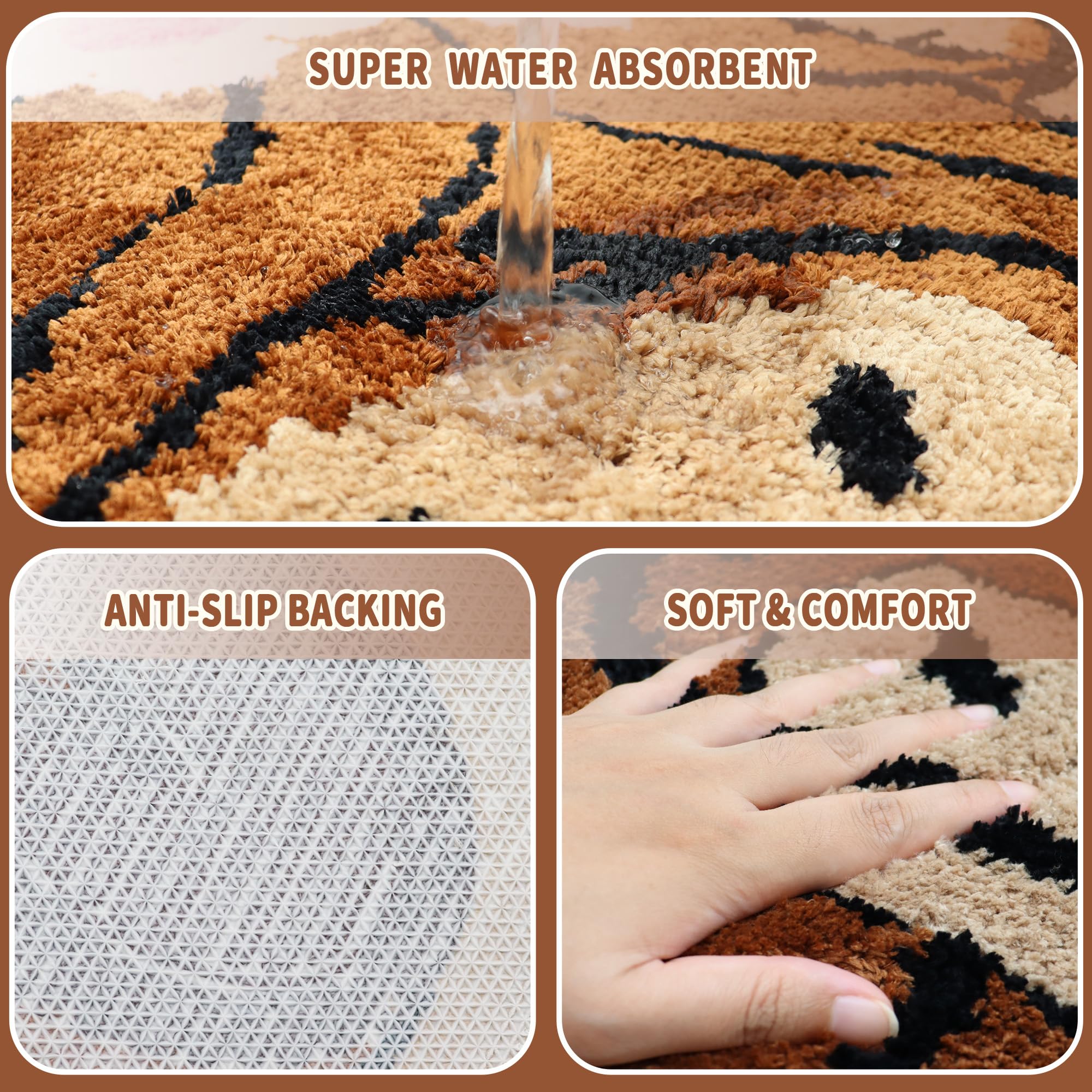 Oturgor Highland Cow Bath Mat 32''X32'' Cute Cow Bathroom Rug Western Cow Print Rug For Bathroom Decor Non Slip Floor Mat For Ki