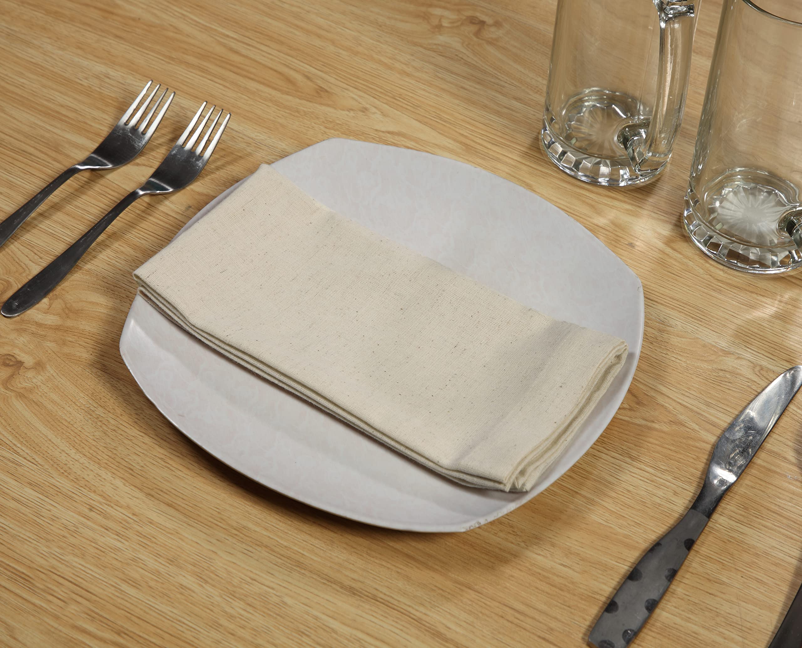 Gfi Linen Club Flax(20% Linen,80% Cotton) Linen Cloth Dinner Napkins With Metered Corners, Pack Of 12, Reusable, Soft Durable, D